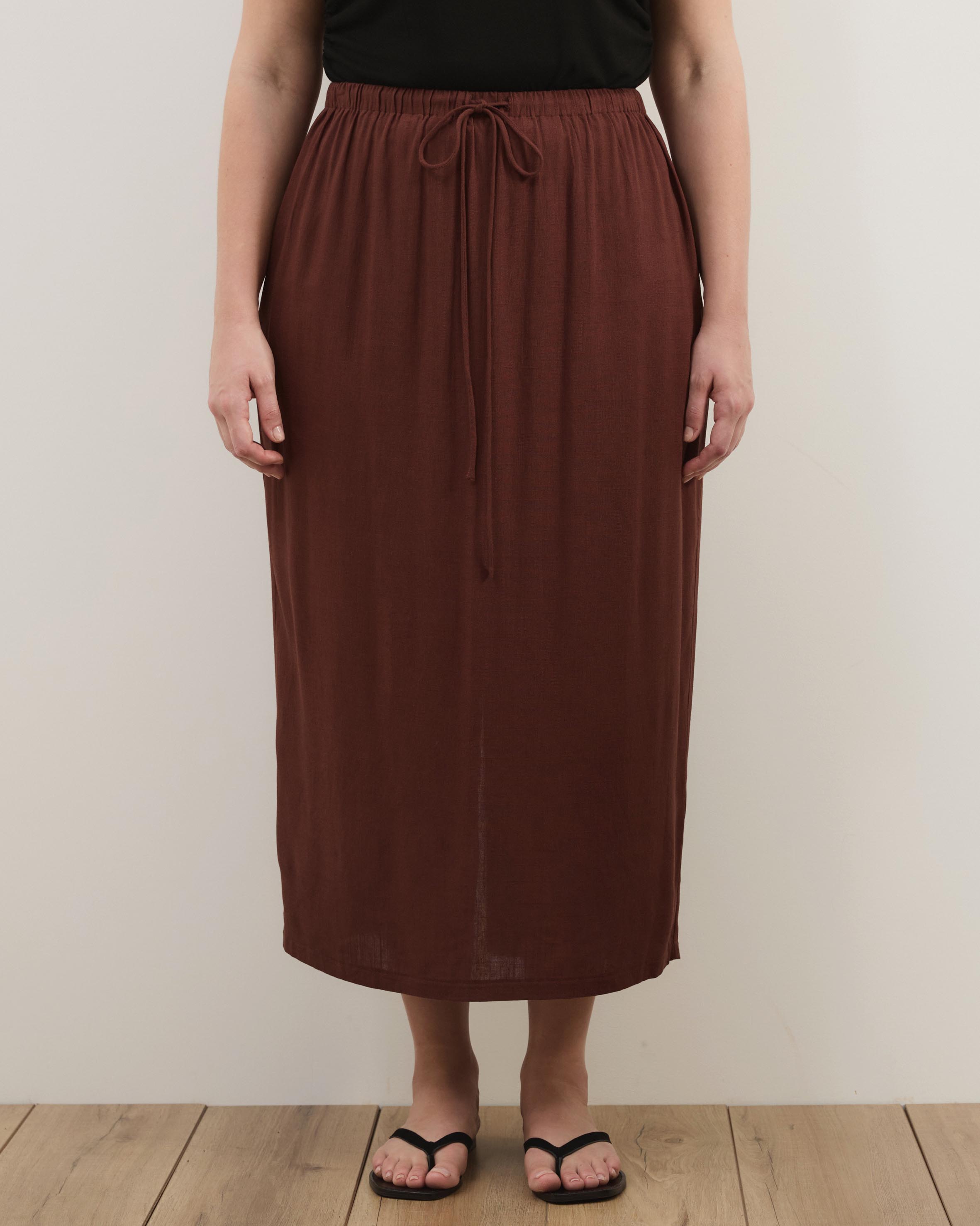 Tenley Linen Blend Midi Skirt
