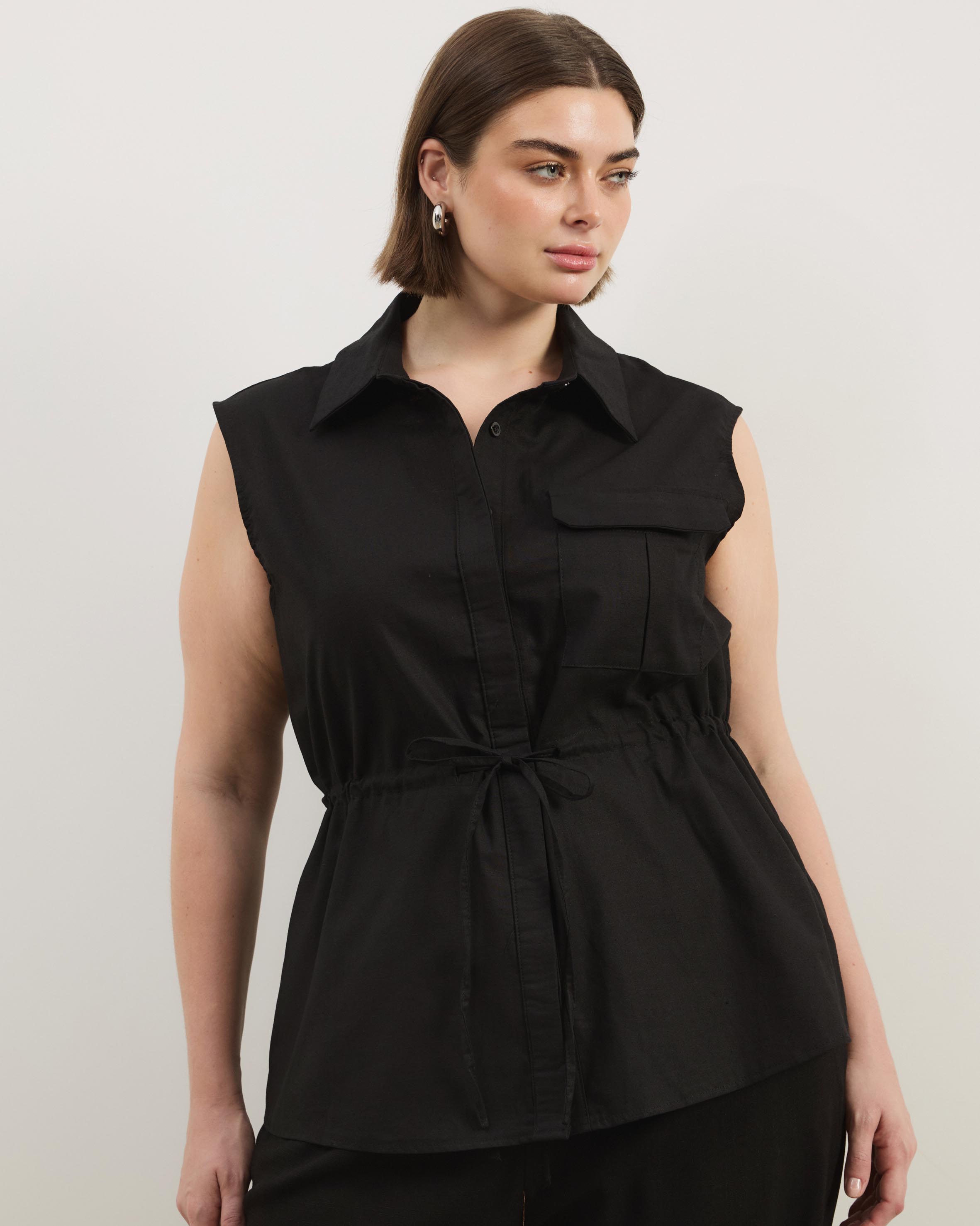 Charlotte Sleeveless Longline Linen Top