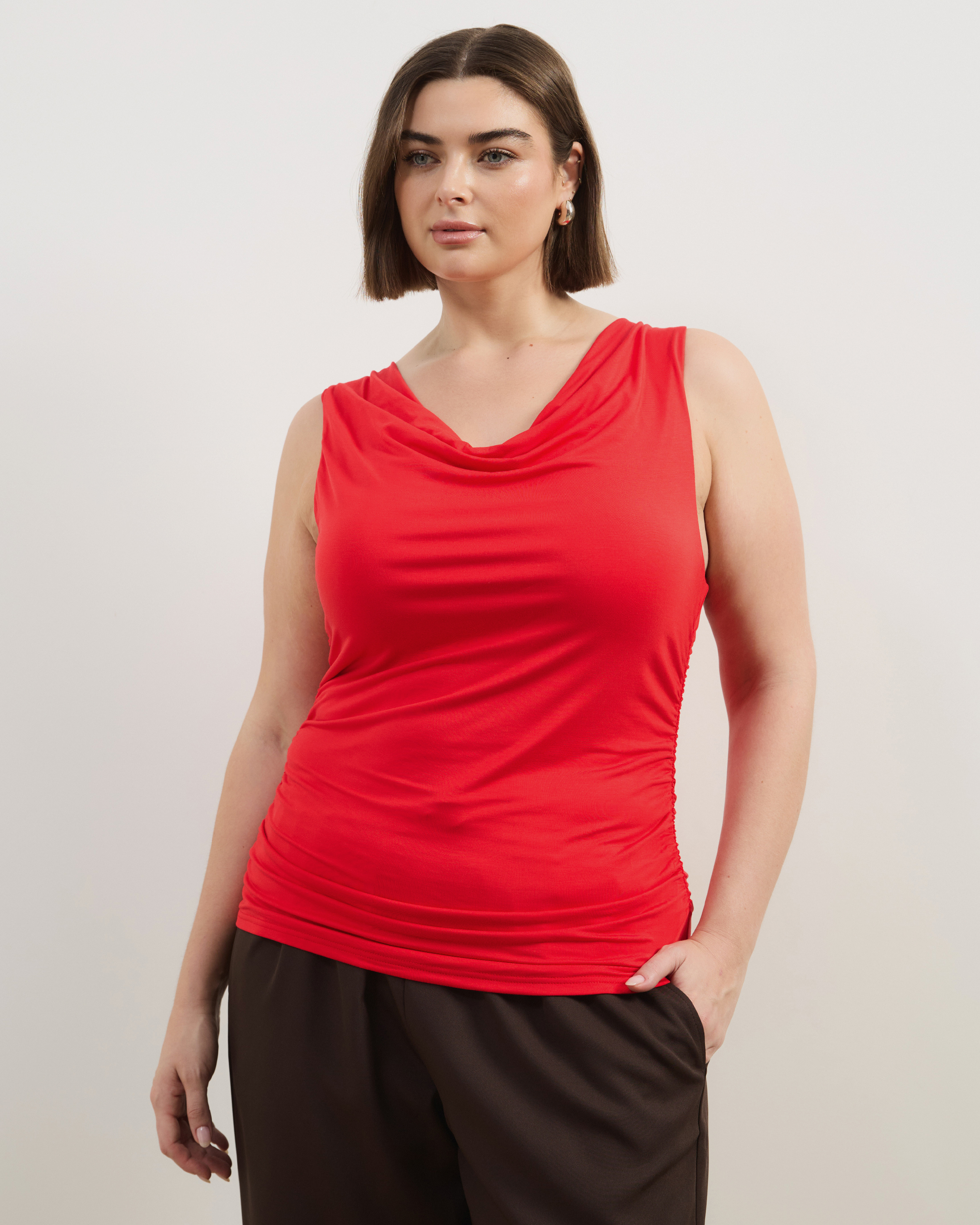 Jersey Cowl Neck Tank Top