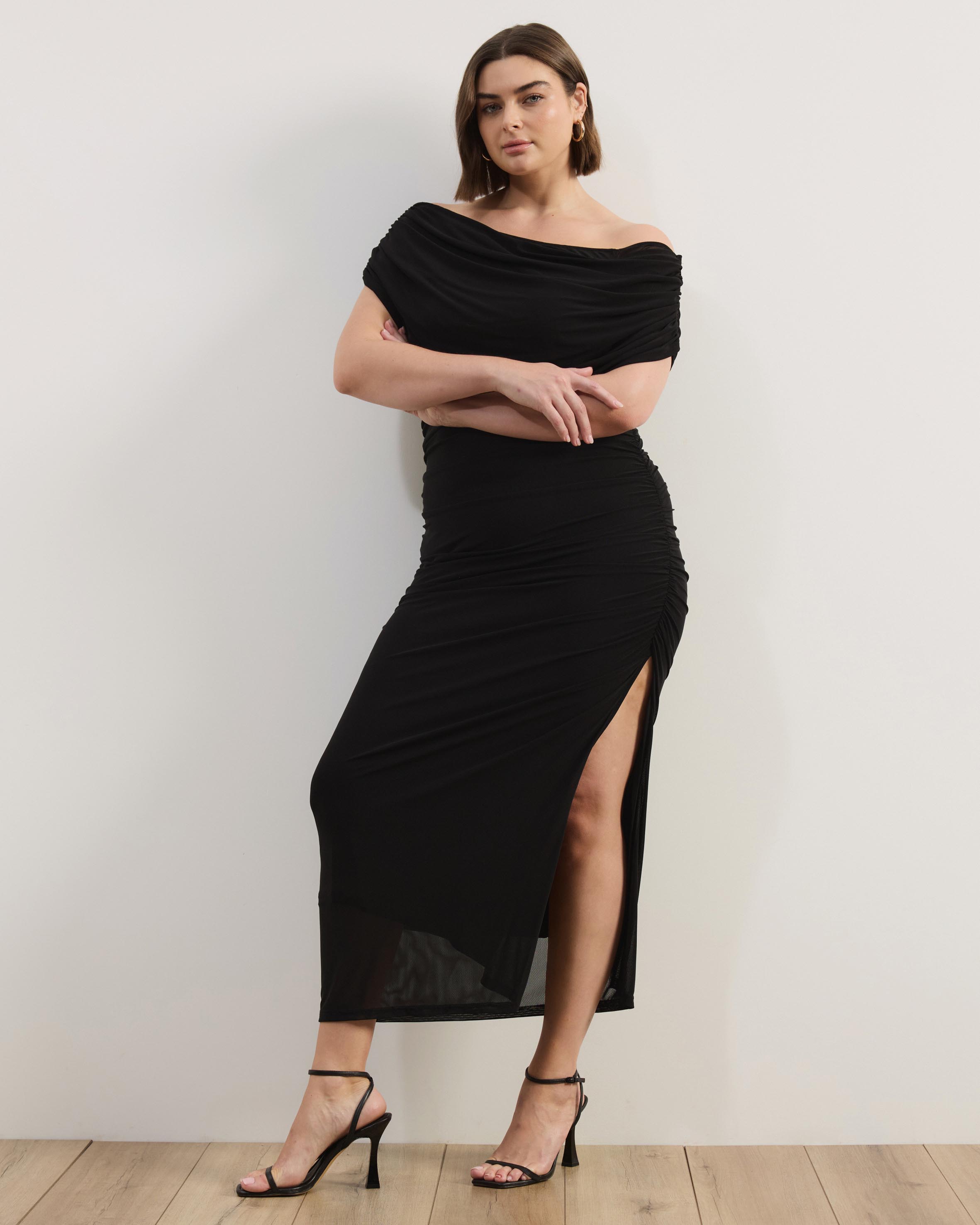 Bonnie Off Shoulder Mesh Maxi Dress