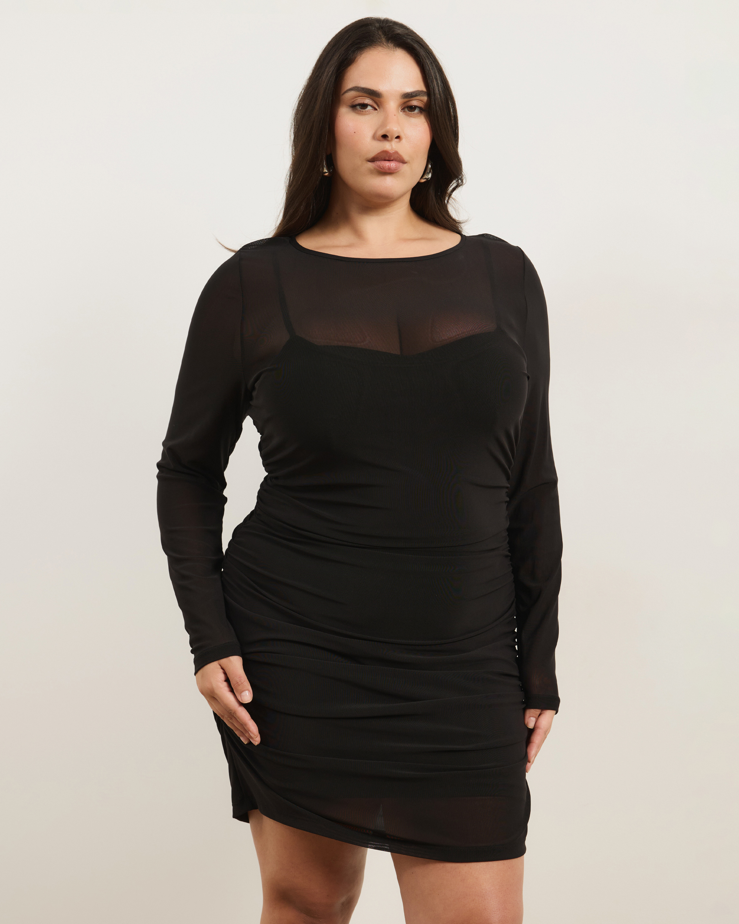 Elsa Long Sleeve Mesh Mini Dress