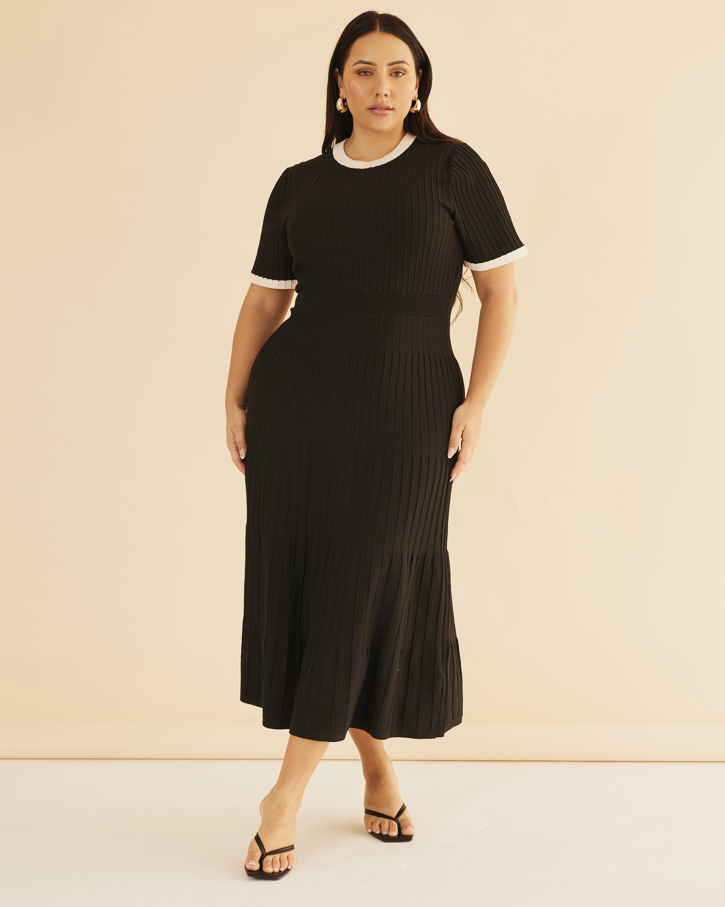 Kendra Contrast Knit Midi Dress