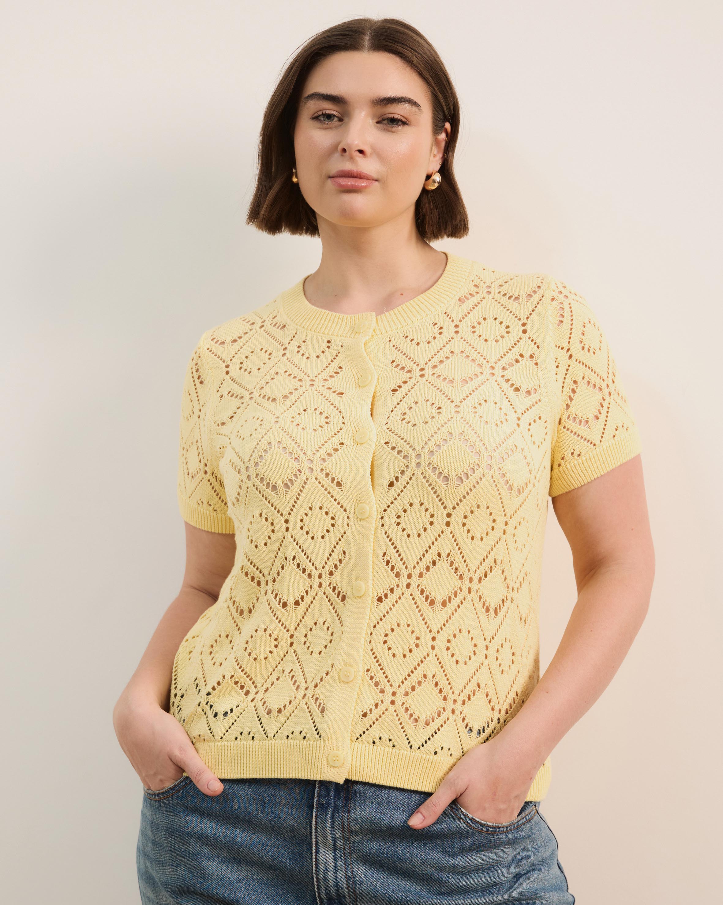 Hani Short Sleeve Open Knit Cardigan