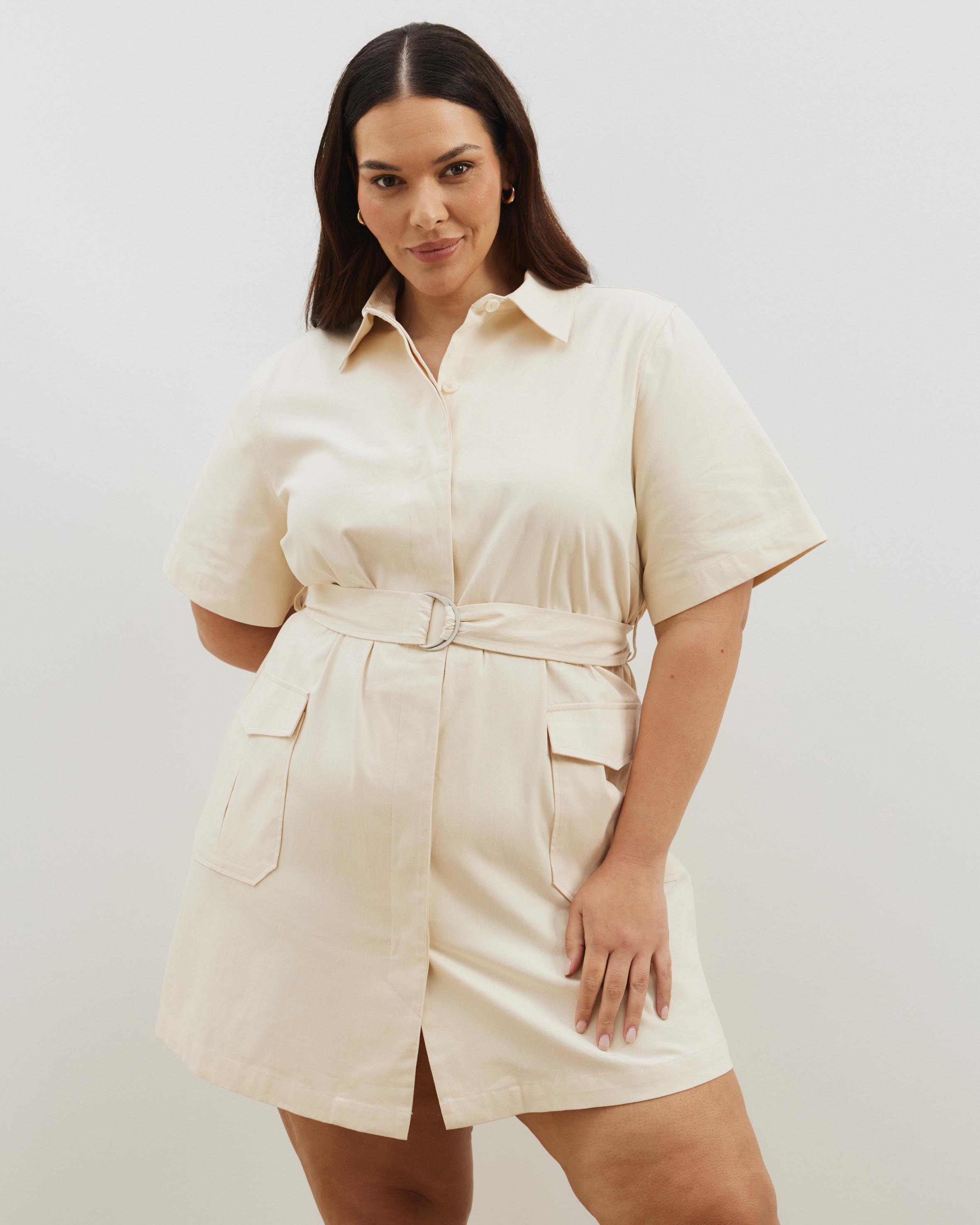 Amy Cotton Drill Mini Shirt Dress