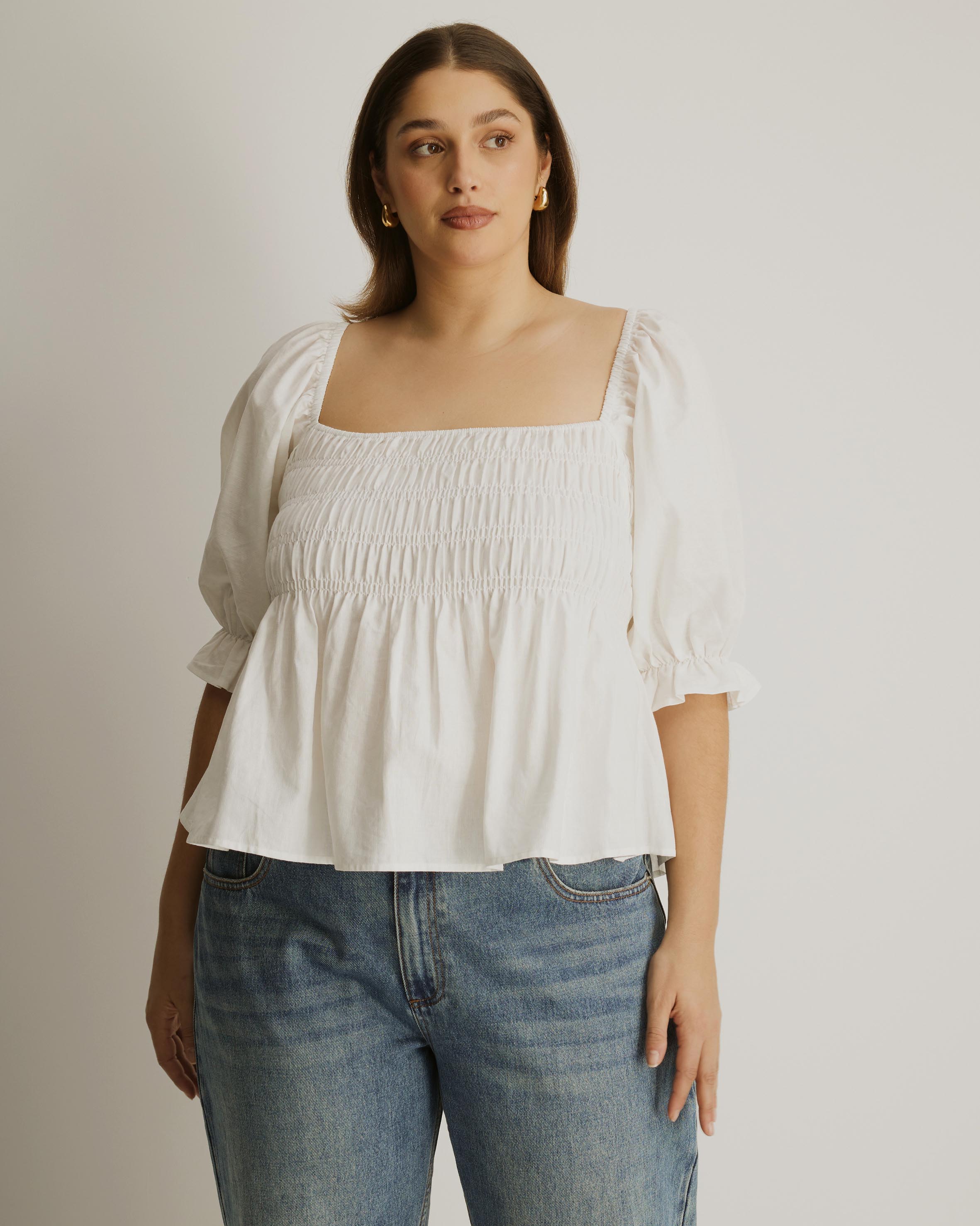 Elara Square Neck Peplum Blouse