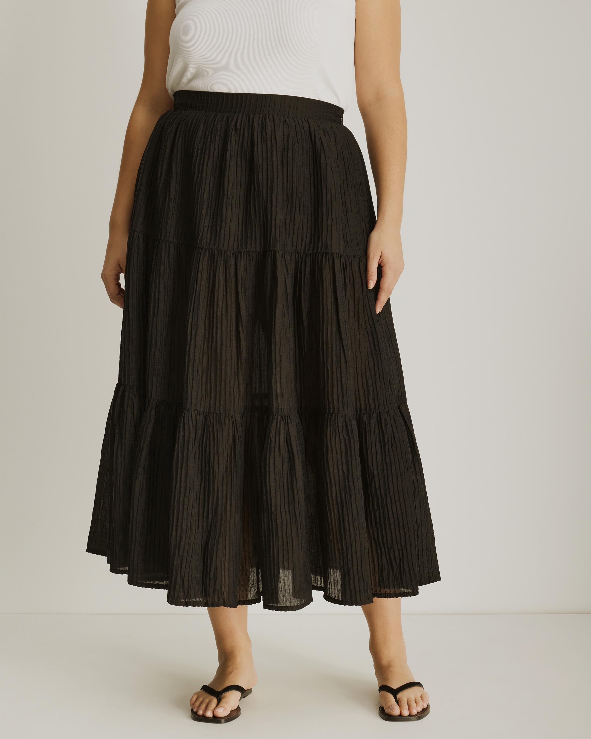 Clara Plisse Tiered Maxi Skirt