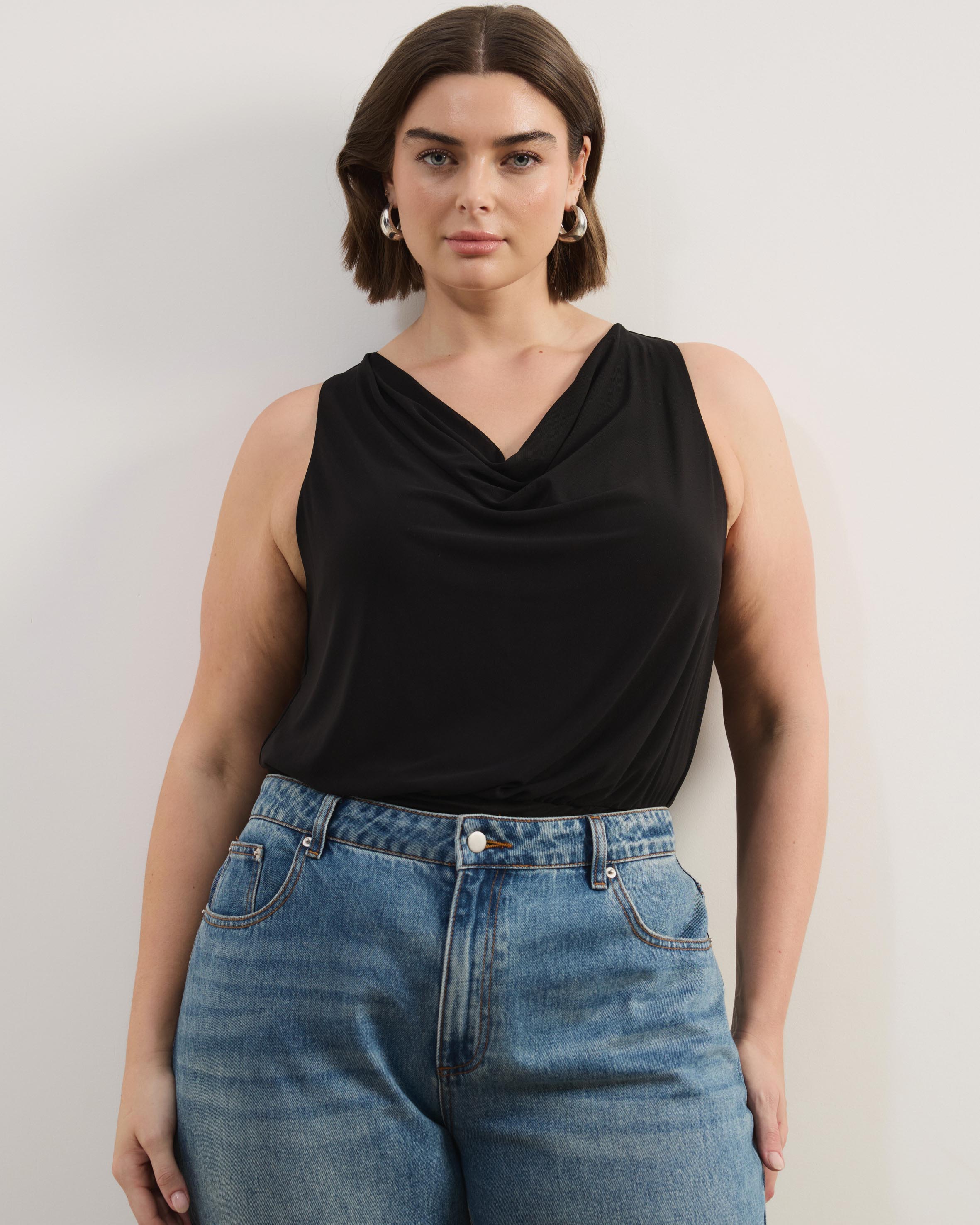 Saffron Mesh Cowl Neck Bodysuit