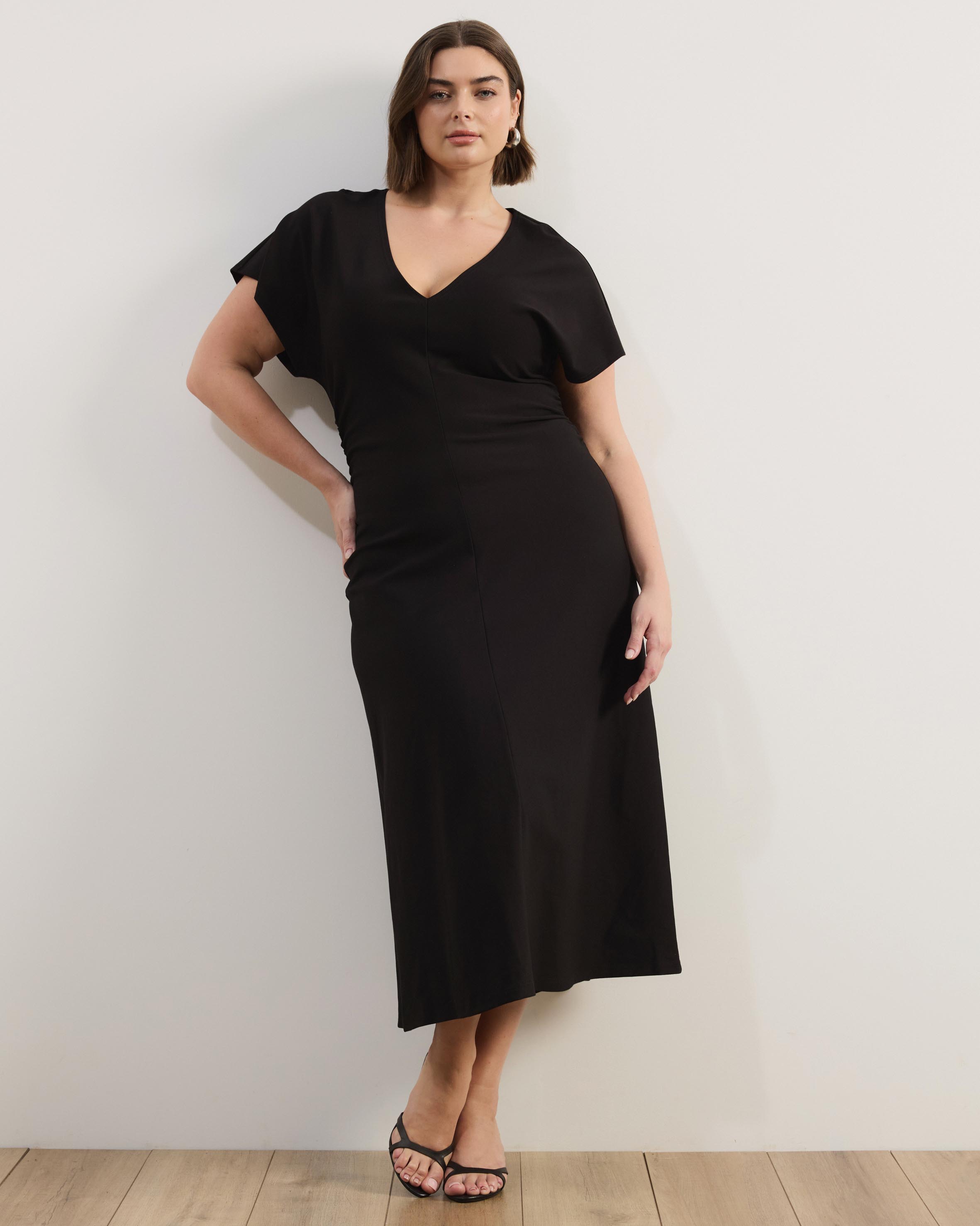 Freya V-Neck Ponte Midi Dress
