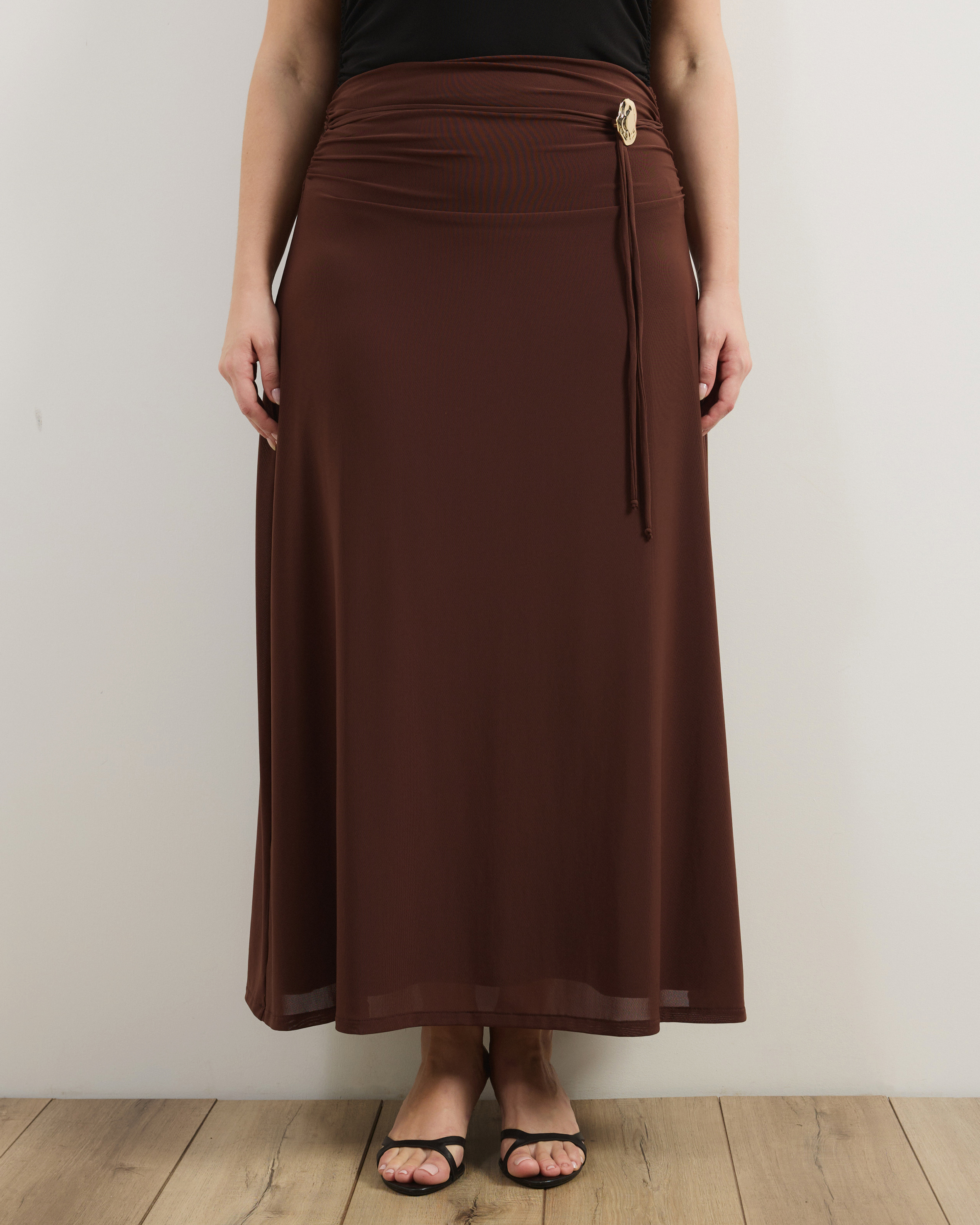 Valentia Belted Mesh Maxi Skirt