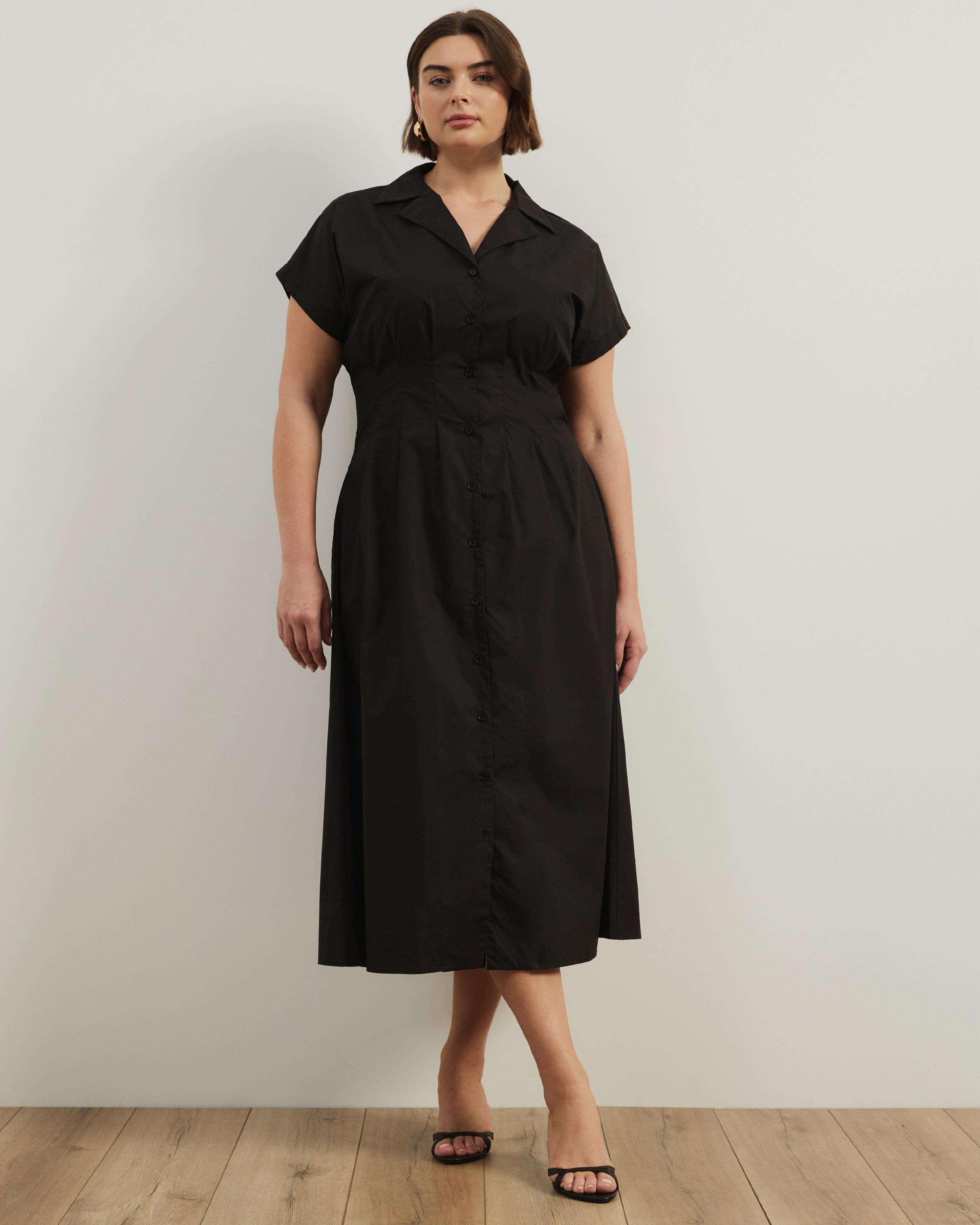 Marcy Pin Tuck Midi Dress