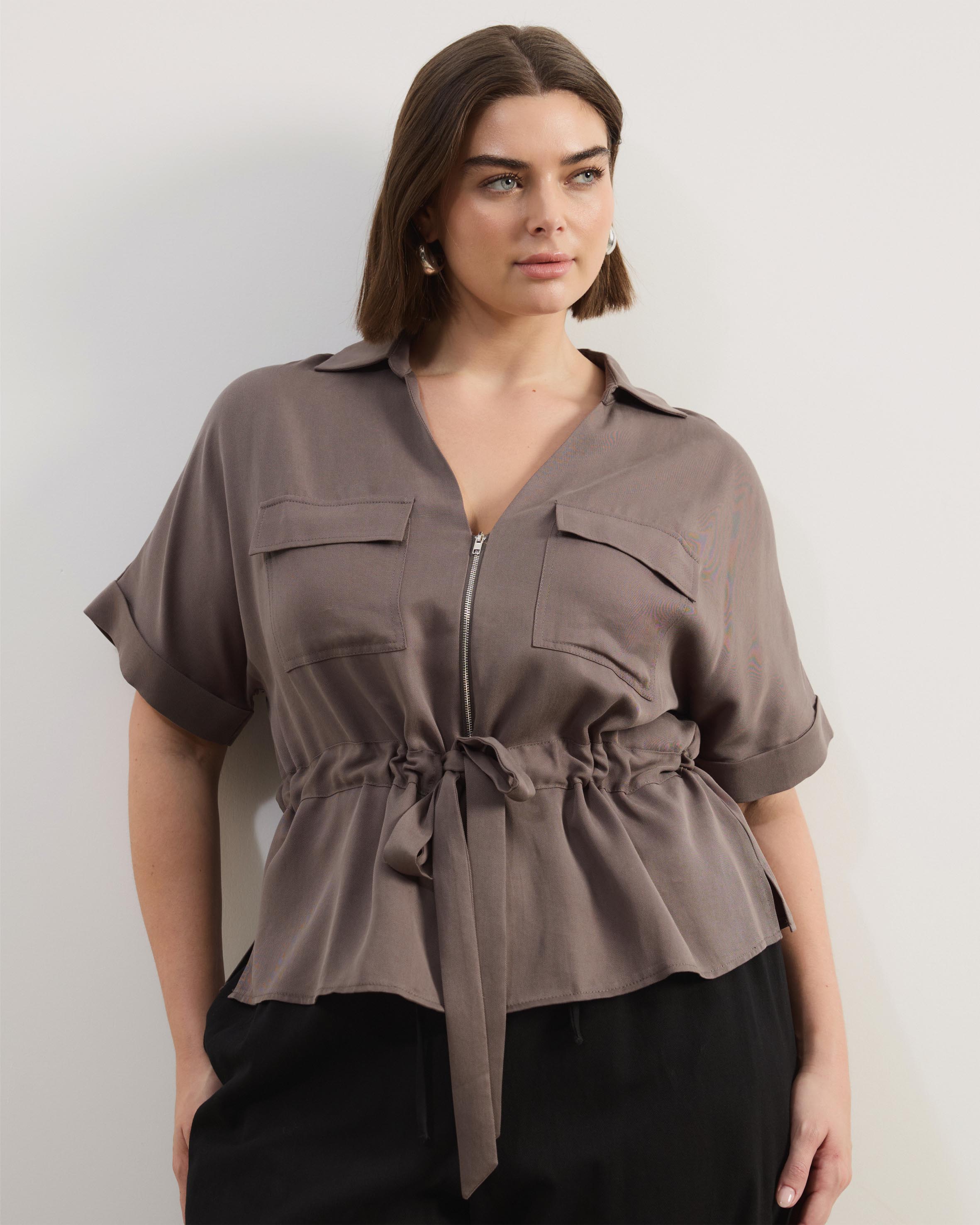 Viola Shirt With Adjustable Drawstring At Waist