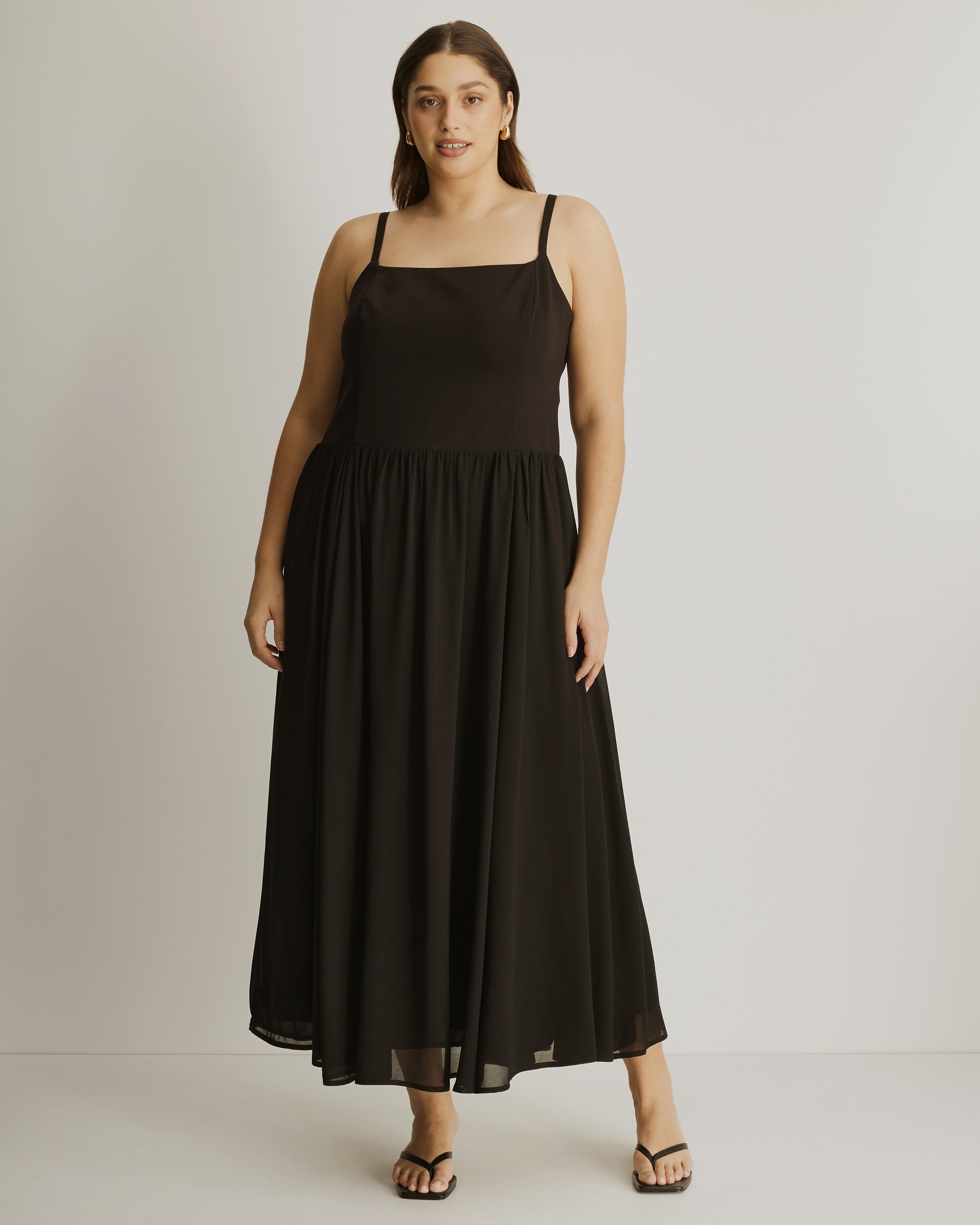 Amie Contrast Pleat Skirt Maxi Dress