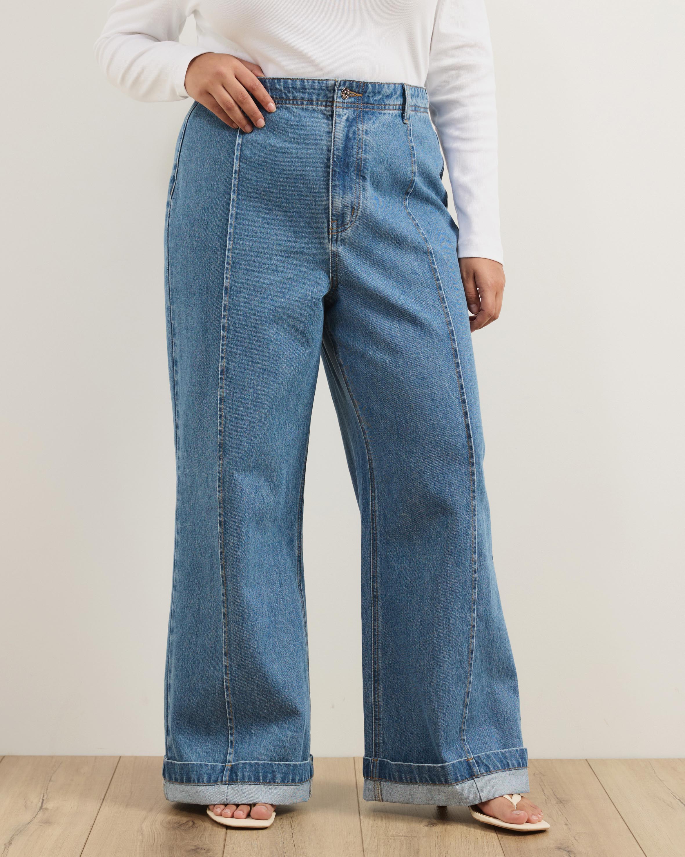 Lorie Pin Tuck Wide Leg Jeans