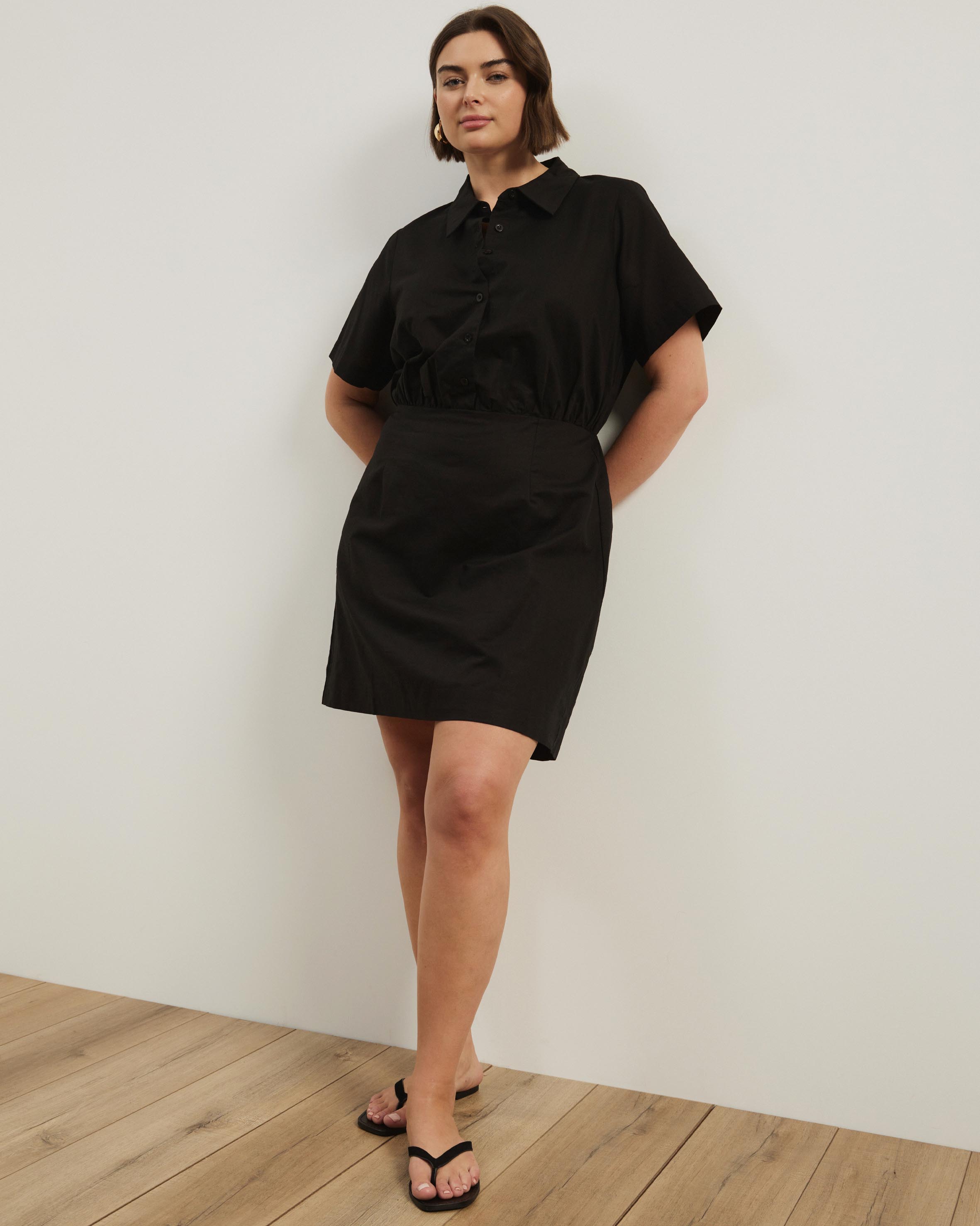 Remi Linen Blend Mini Shirt Dress