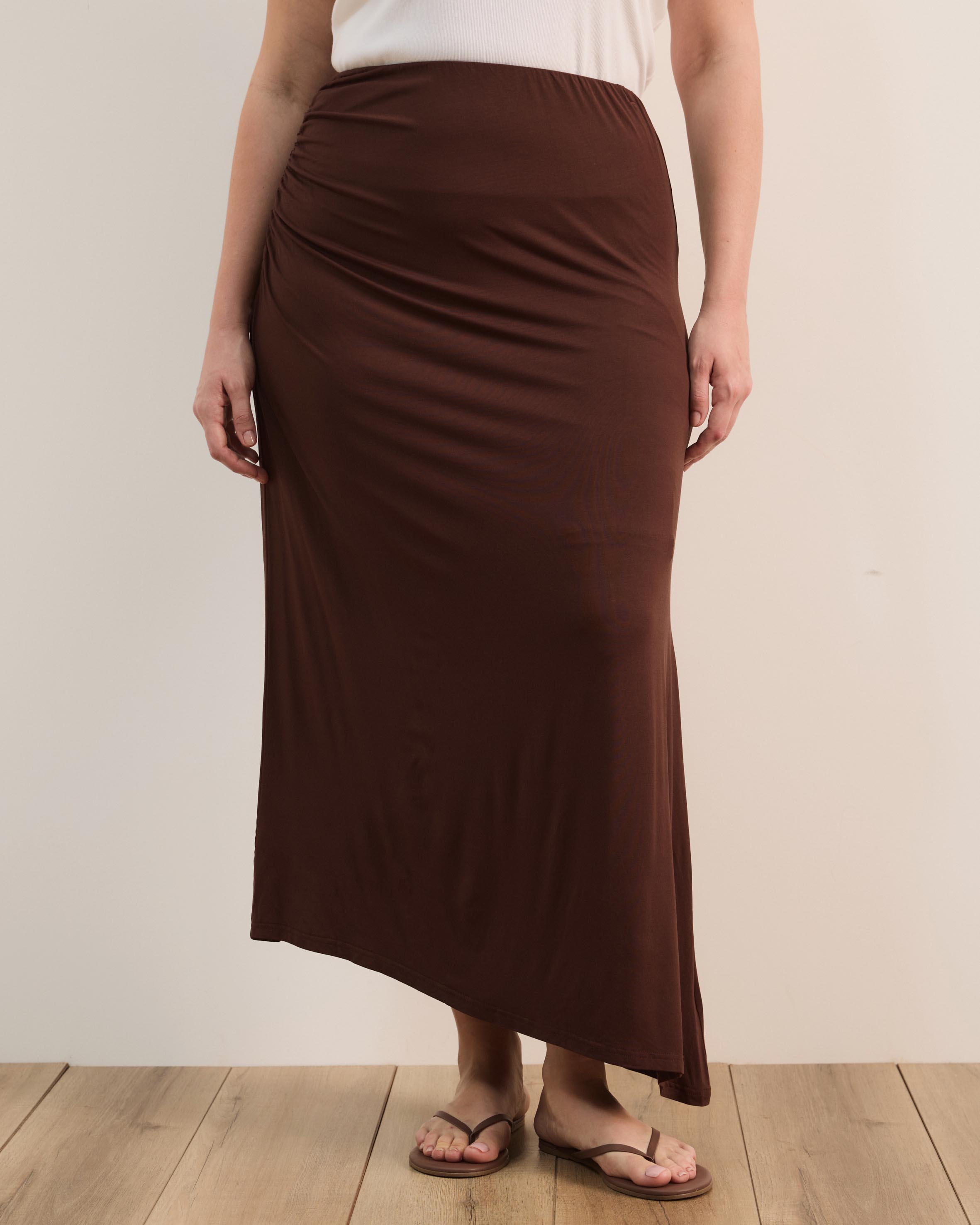 Tara Jersey Maxi Skirt with Gathers