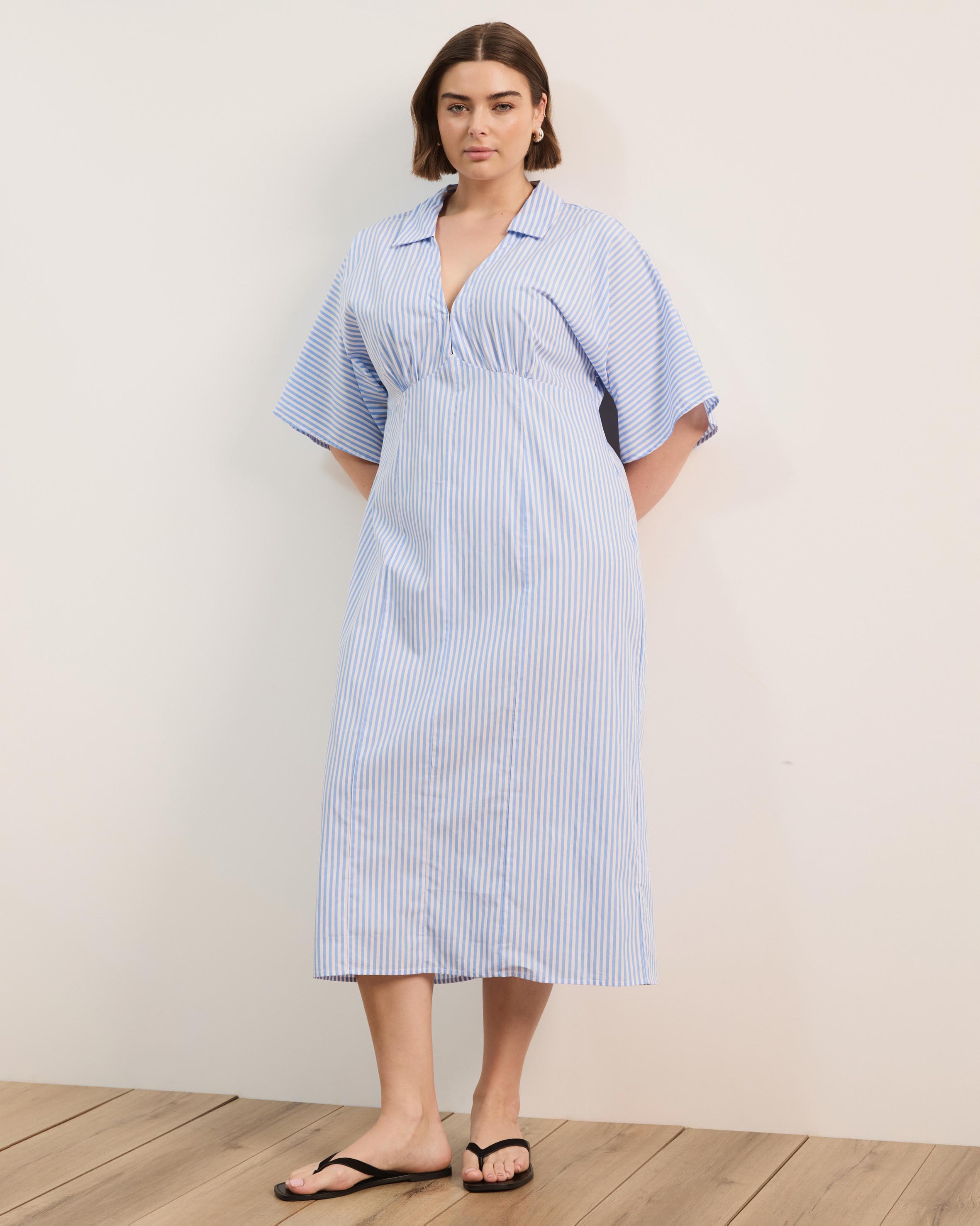 Isobel Cotton Poplin Stripe Shirt Midi Dress