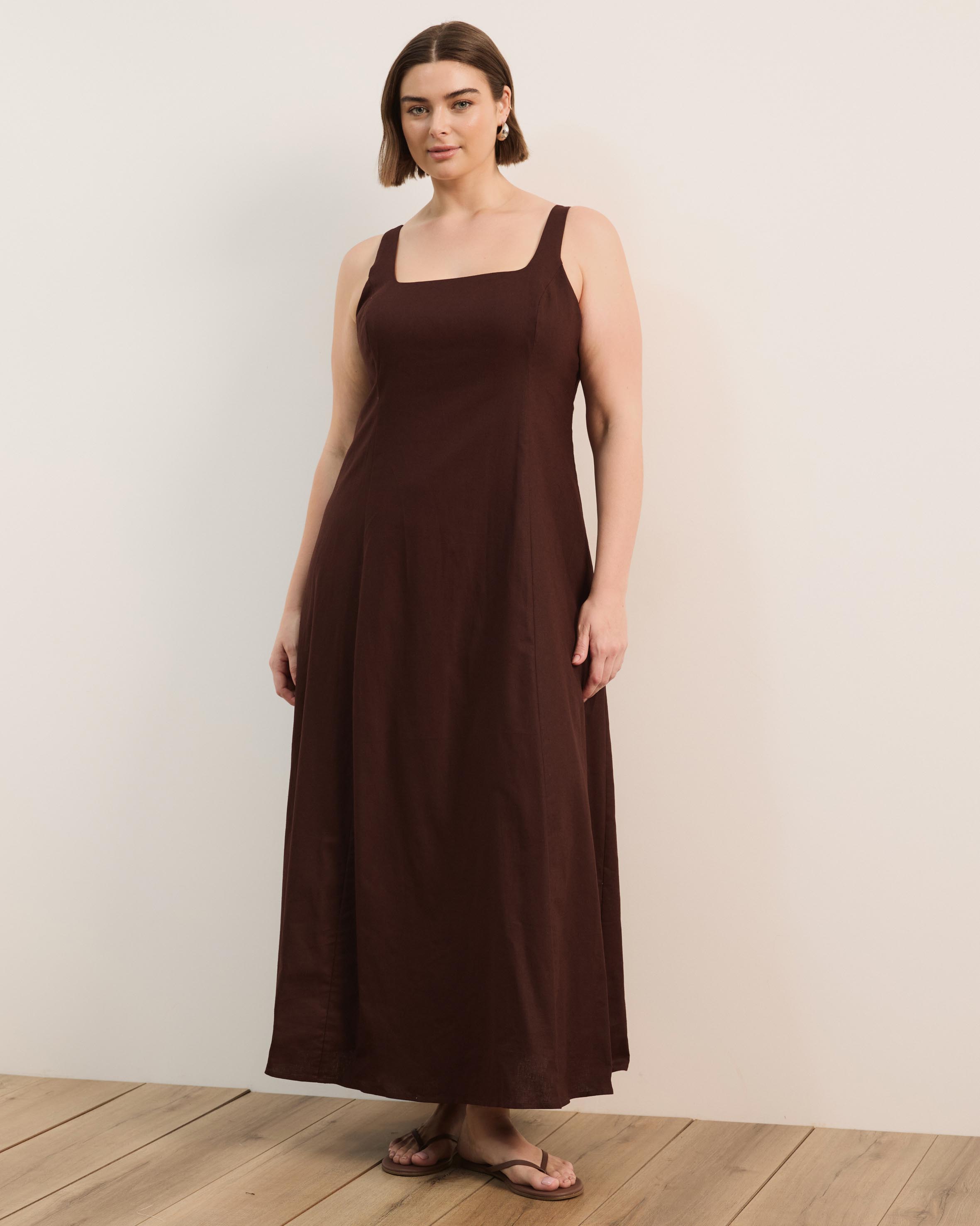 Pippa Sleeveless Linen Blend Midi Dress