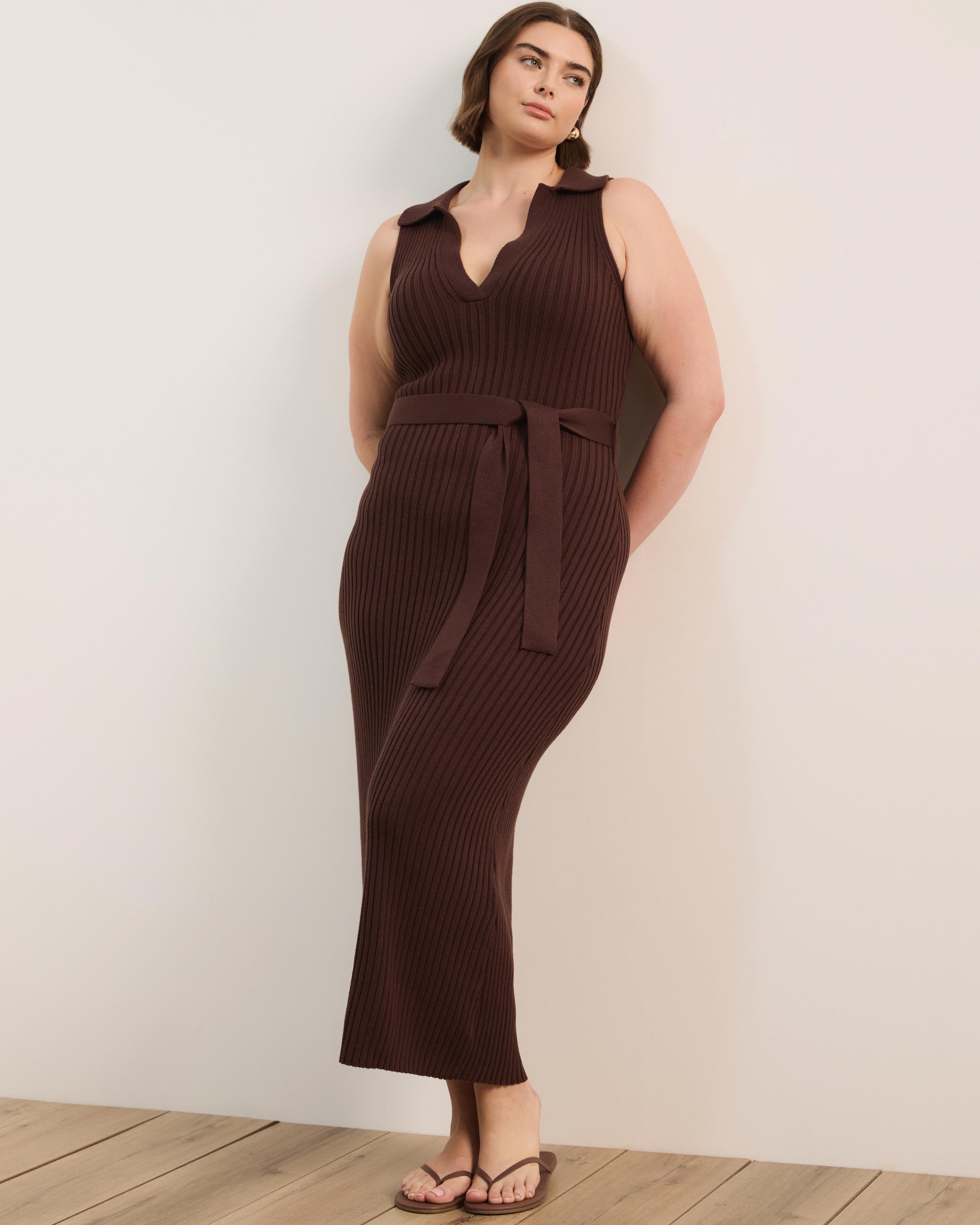 Joni Sleeveless Rib Knit Midi Dress