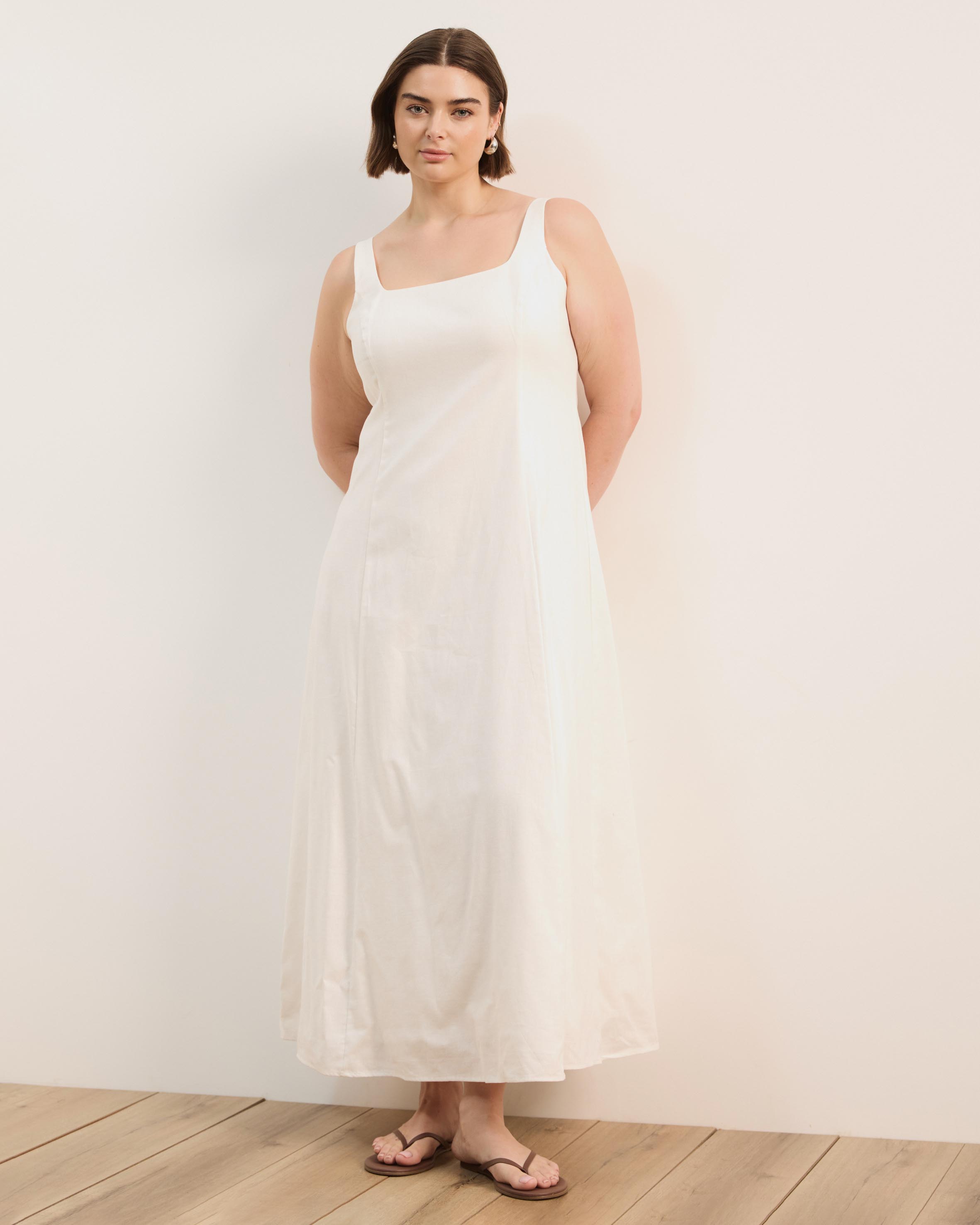 Pippa Sleeveless Linen Blend Midi Dress