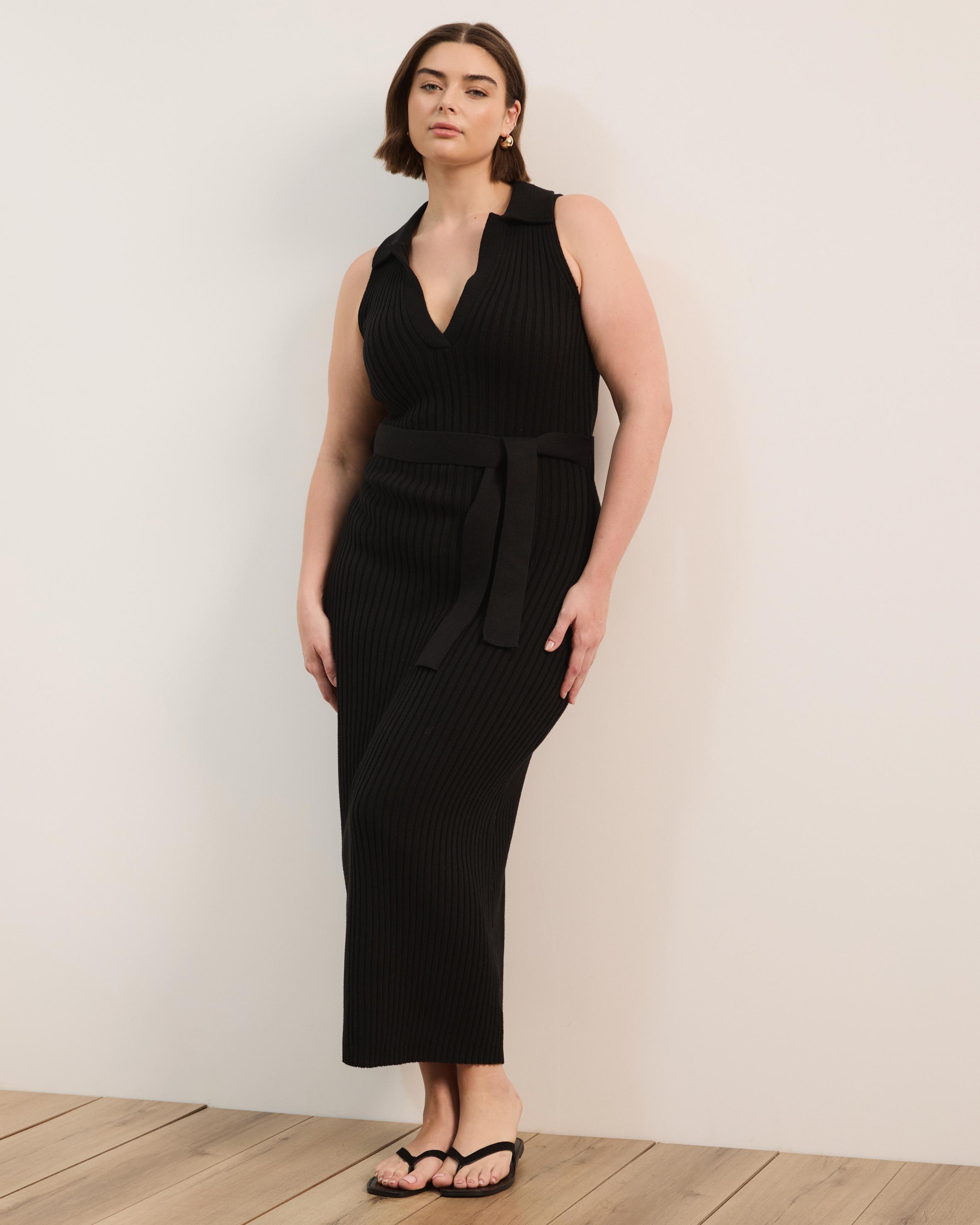 Joni Sleeveless Rib Knit Midi Dress