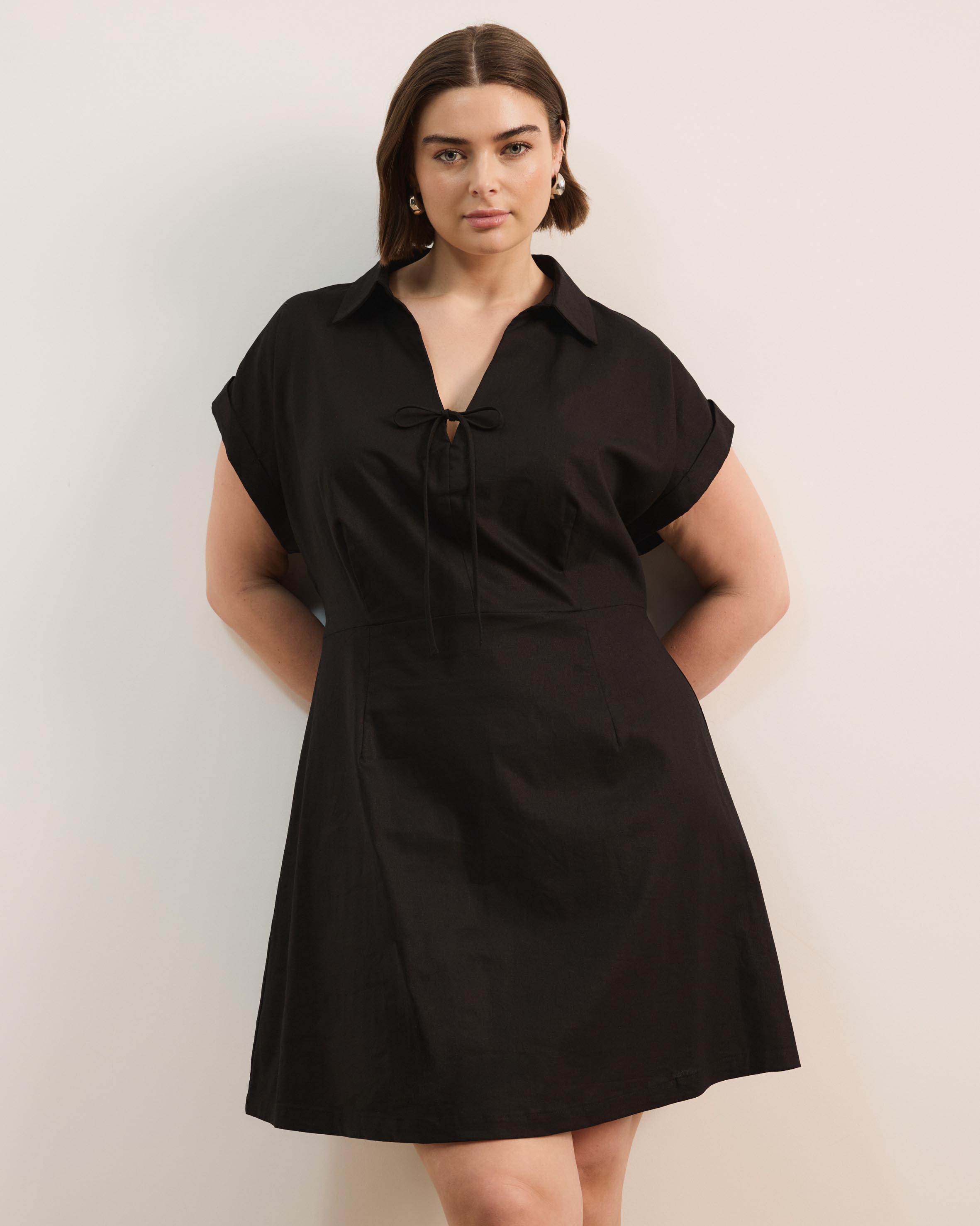 Marni Linen Blend Tie Front Mini Dress