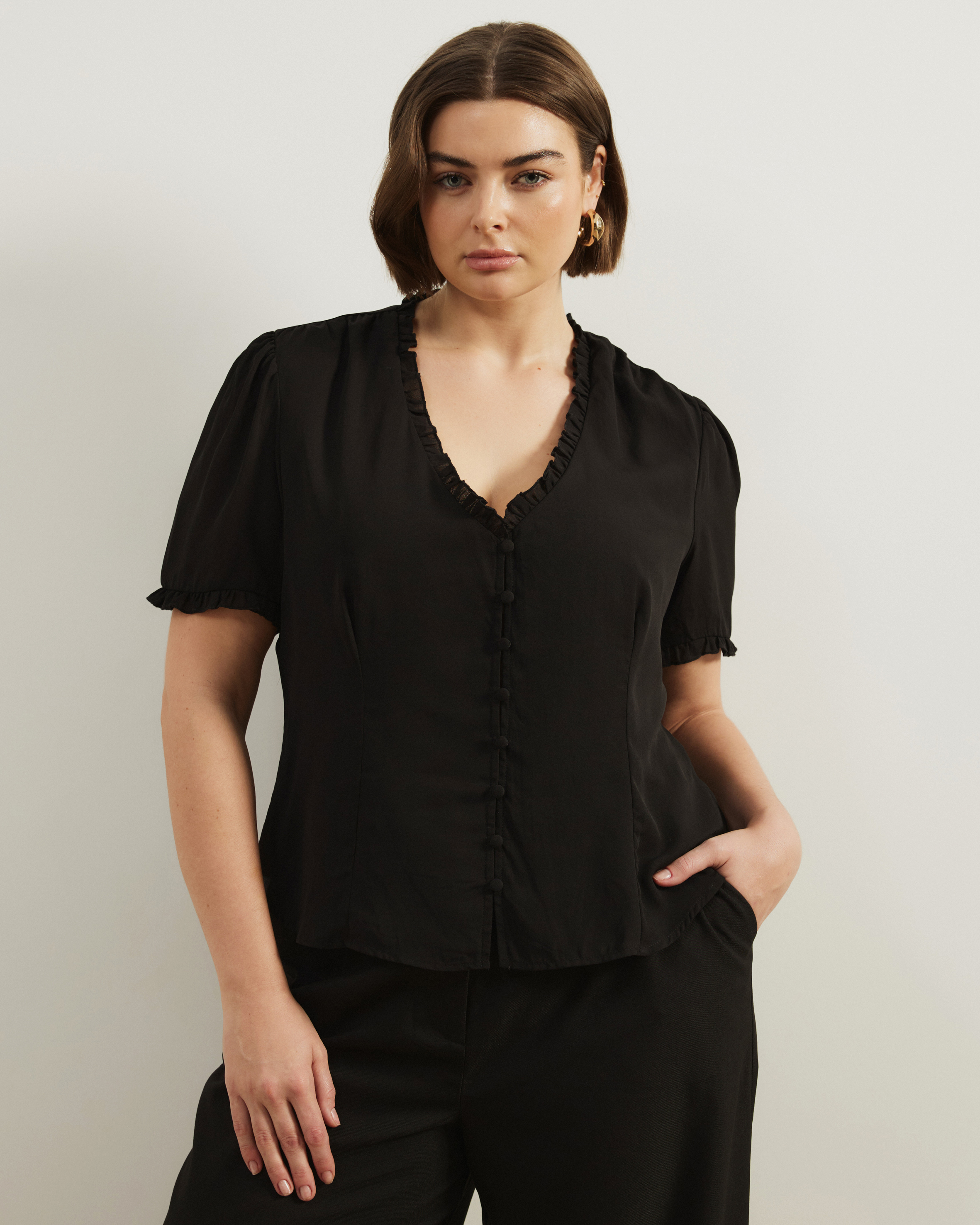 Meadow V-Neck Ruffle Blouse