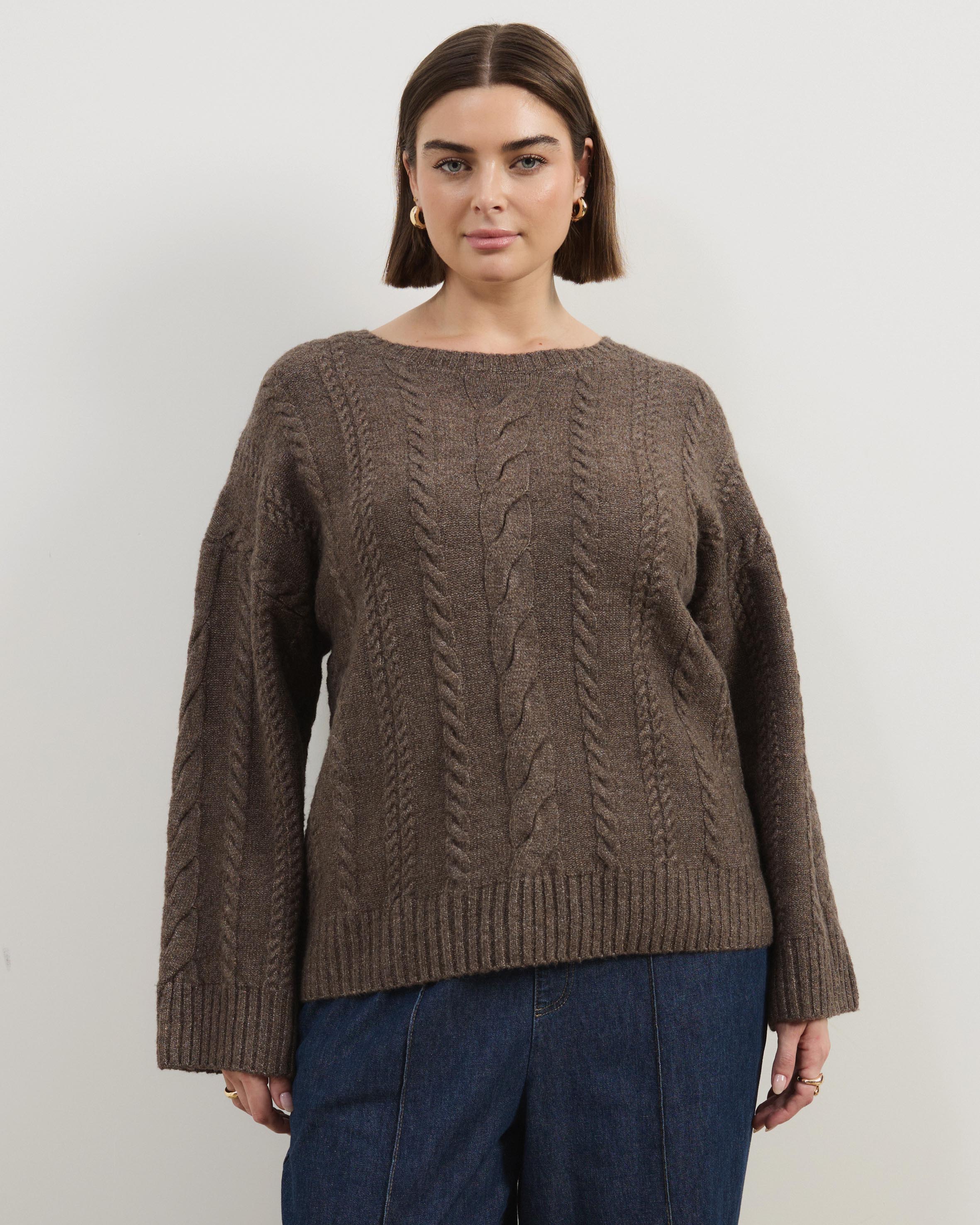 Drew Oversized Textured Cable Knit Jumper