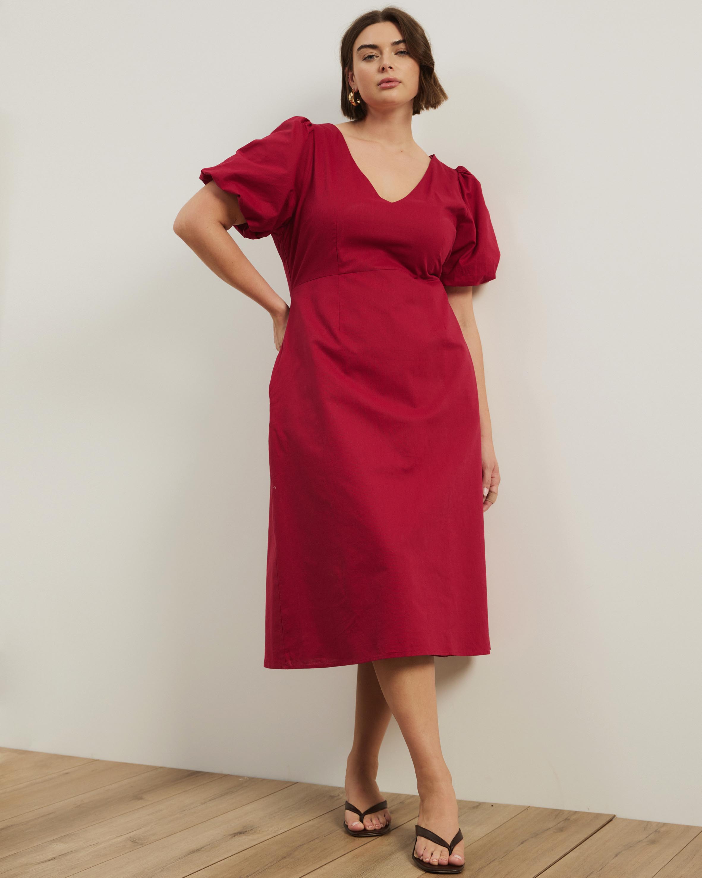 Costa Rica Linen Blend Midi Dress