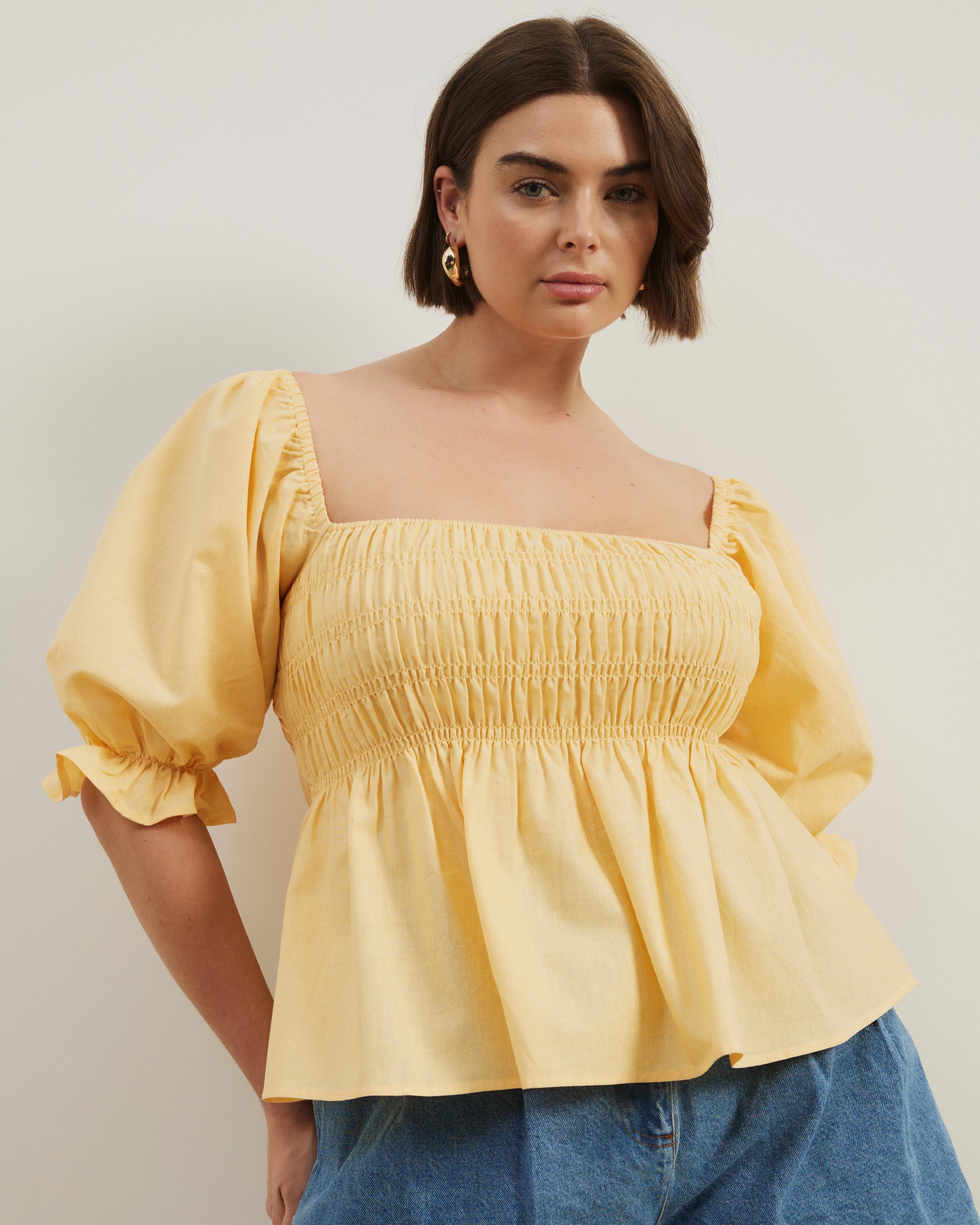 Elara Square Neck Peplum Blouse