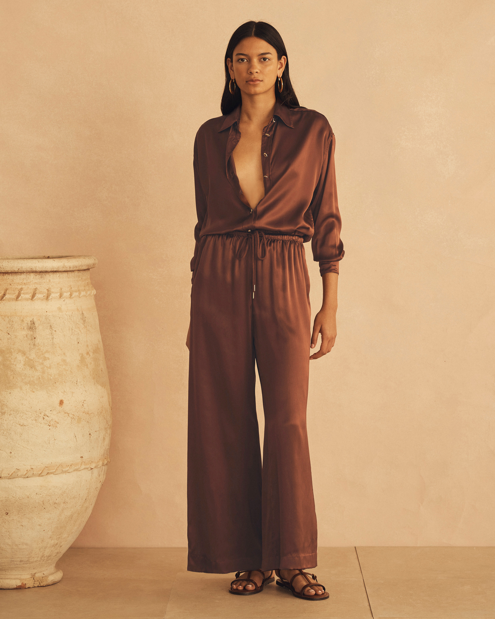 Gathered Wide Leg Pants