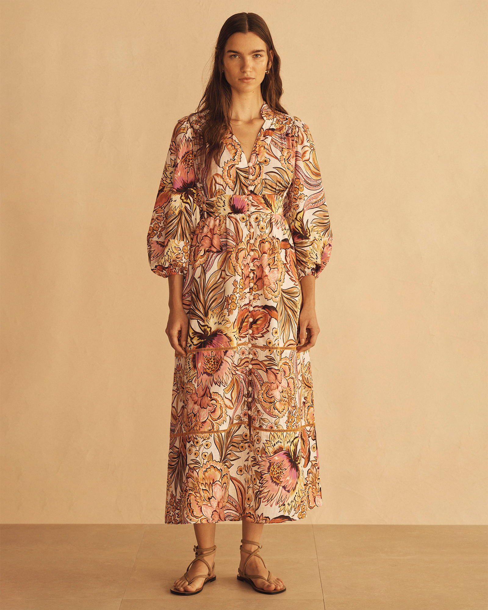 Bel Fiore Blousson Tiered Midi Dress