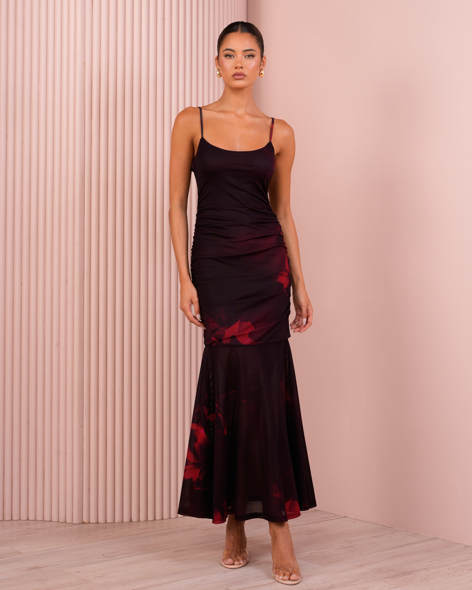 Oleen Mesh Maxi Dress
