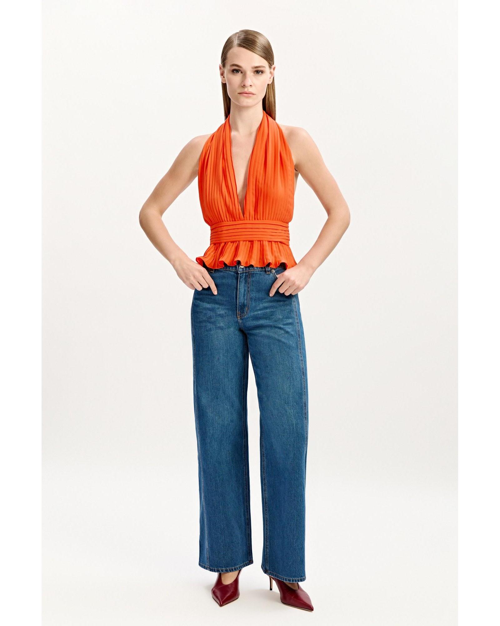 Amala Pleated Halter Neck