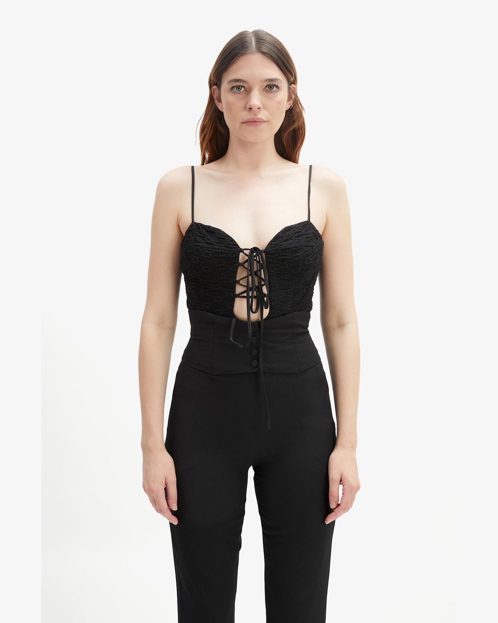 Delaney Lace Up Front Bodysuit