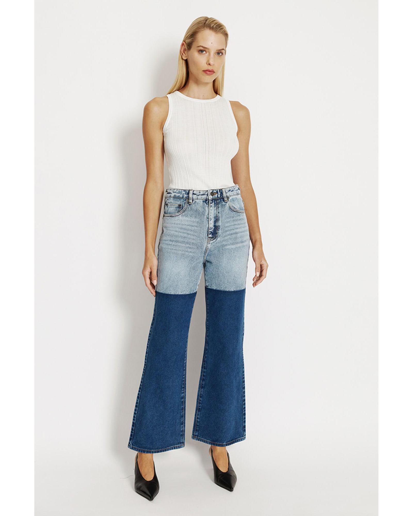 Pia Two Toned Flared Jeans