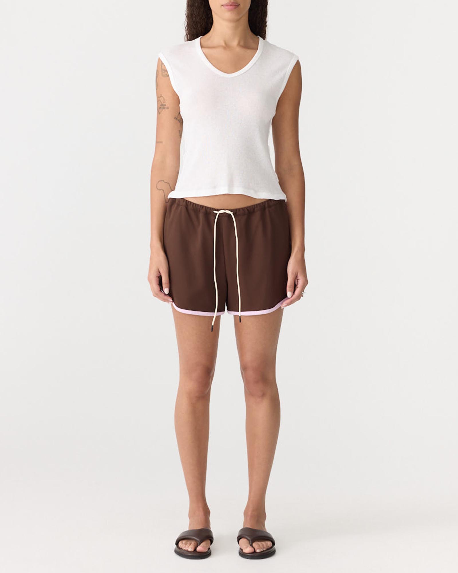 Mini Piping Detail Pique Shorts