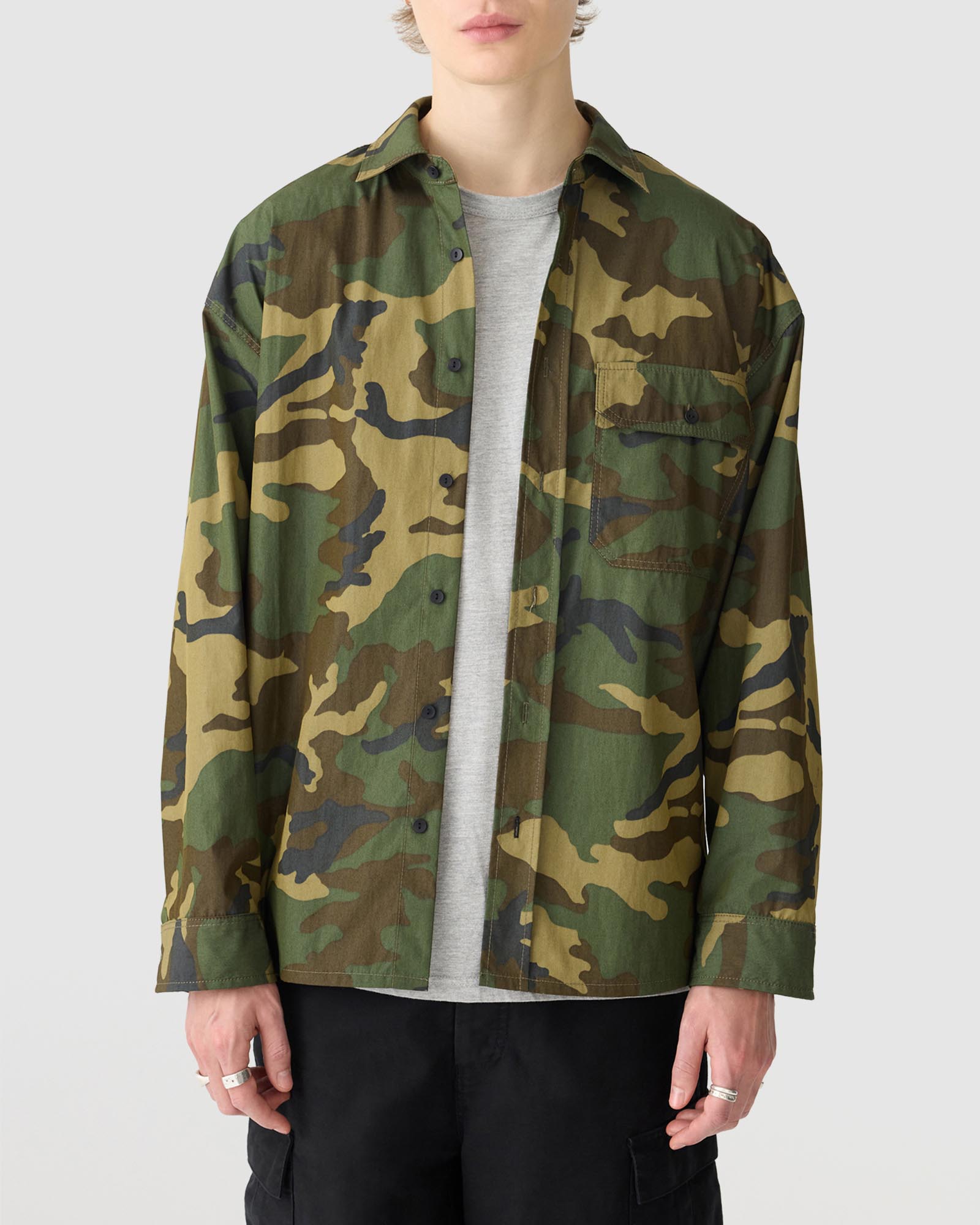 Drop Shoulder Camo Shirt