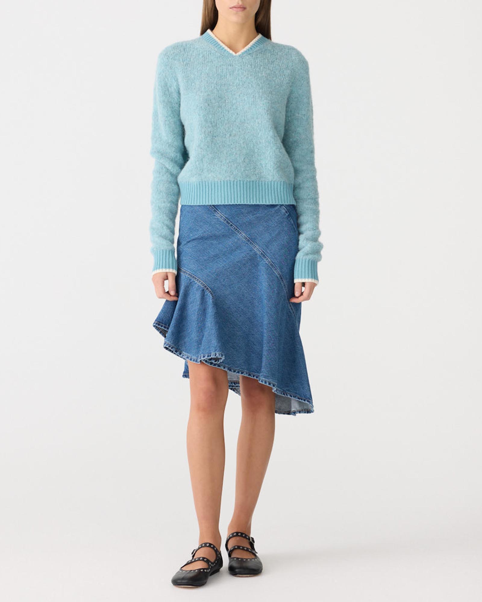 Wool Alpaca Contrast Knit Jumper
