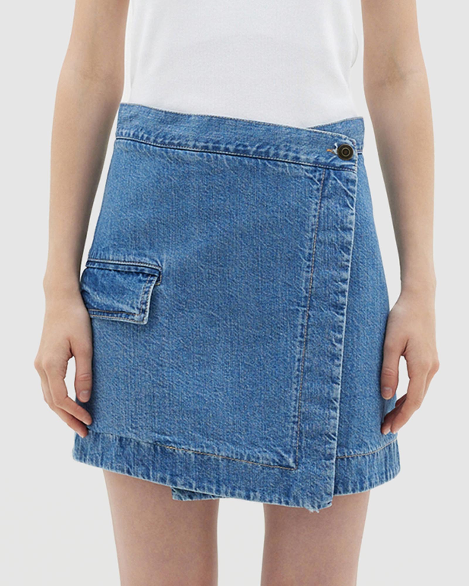 Denim Wrap Mini Skirt