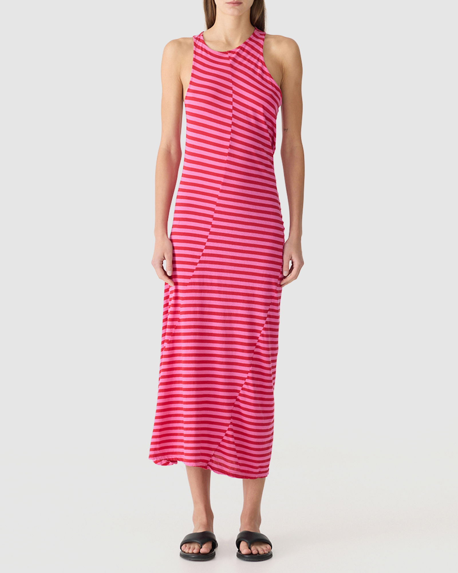 Stripe Asymmetric Tank Dress