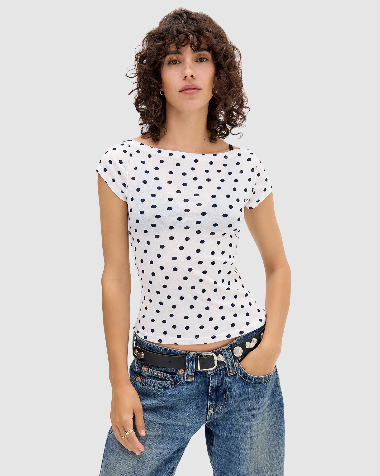 Frankie Short Sleeves Polka Dot Top