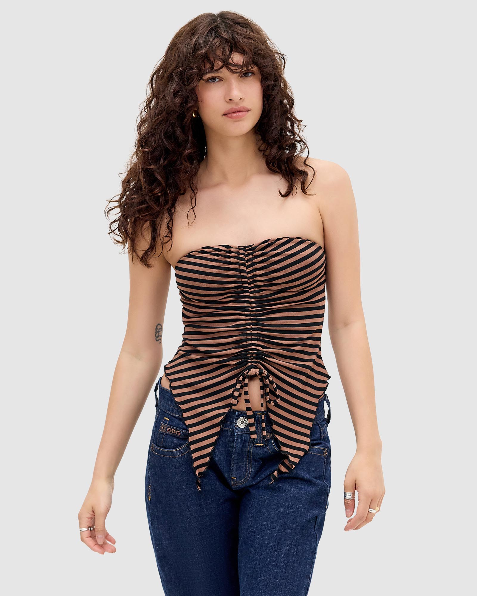 Striped Ruched Bandeau
