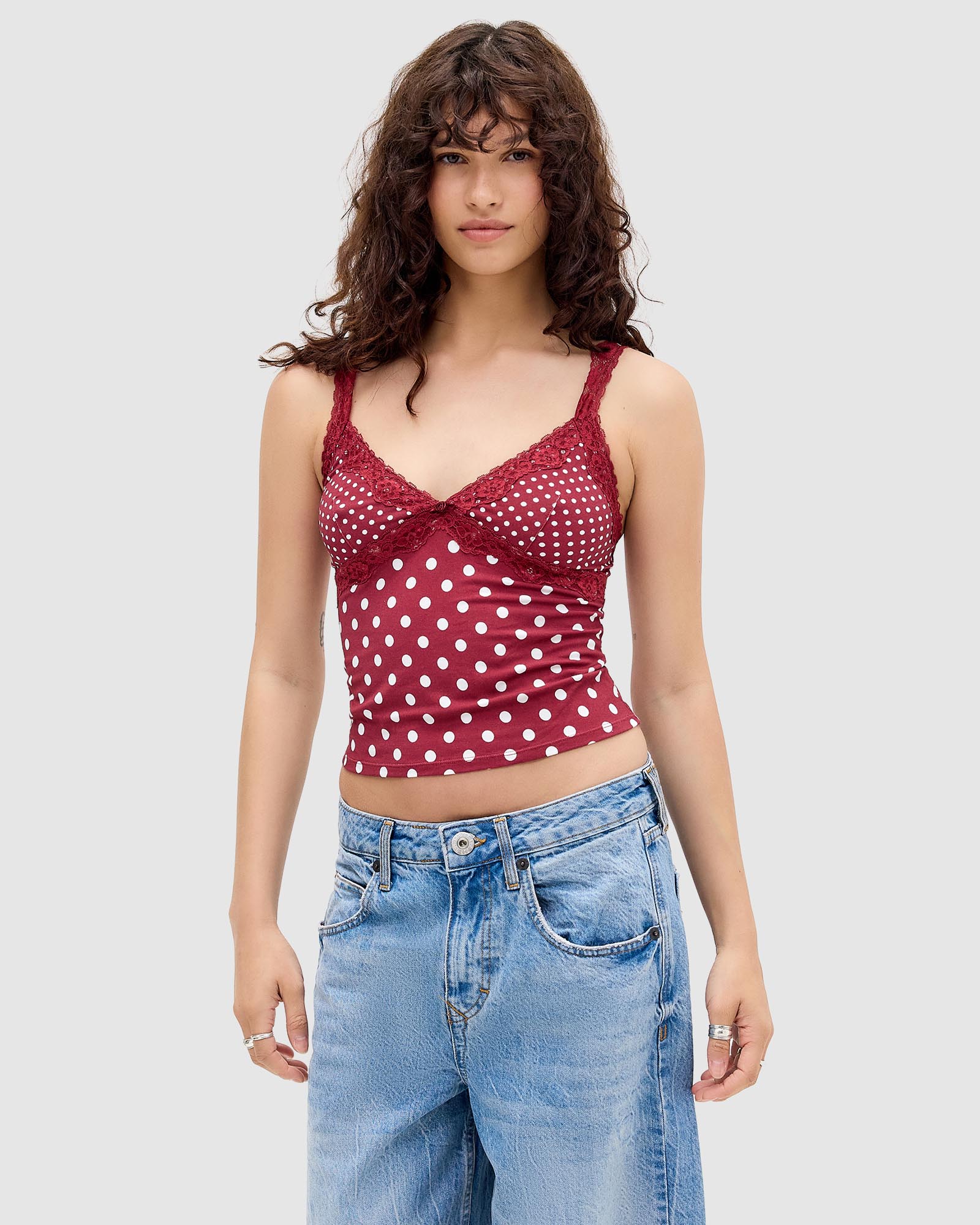 Polka Dot Lace Trim Cami