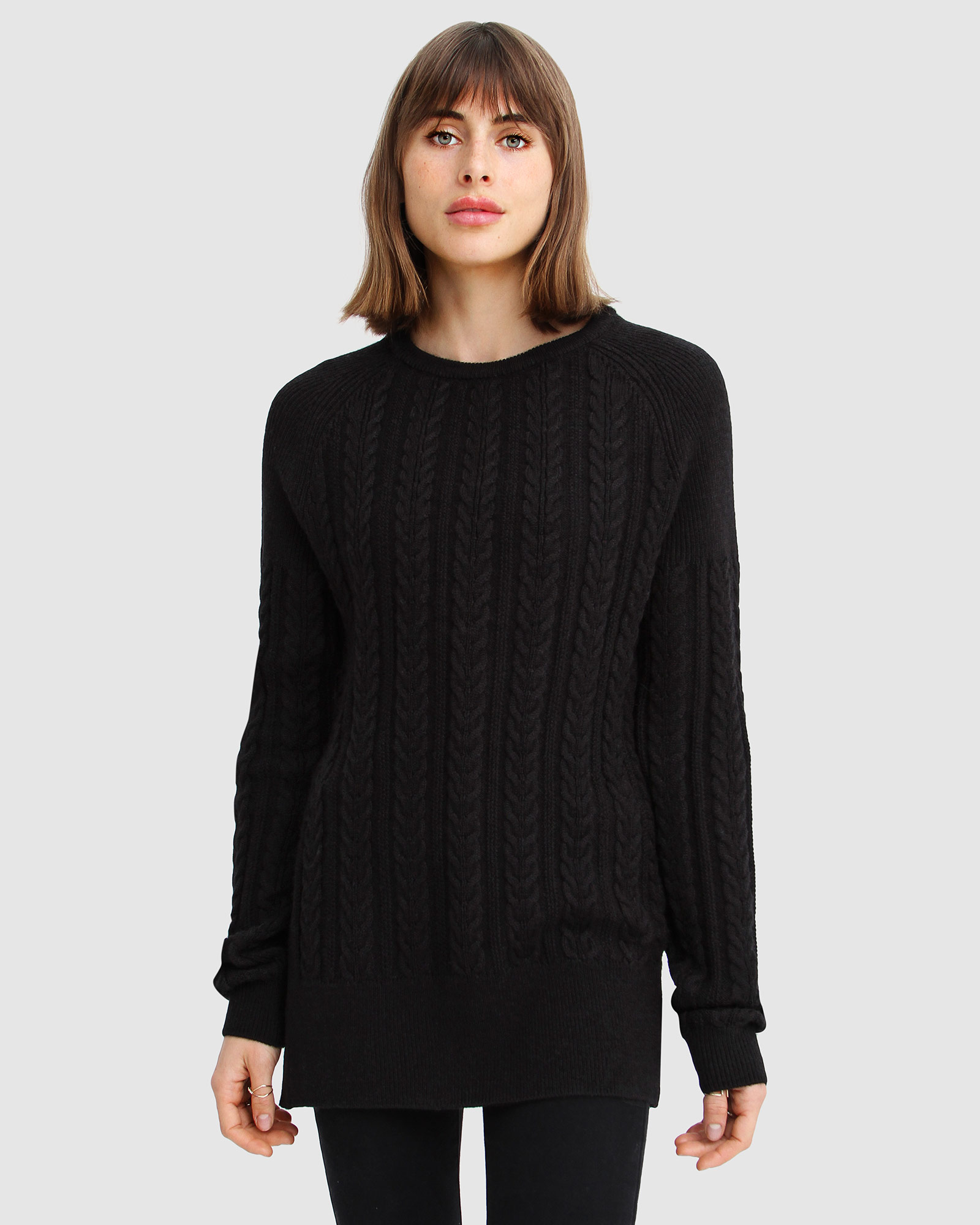 At Last Cable Knit Jumper with Slit