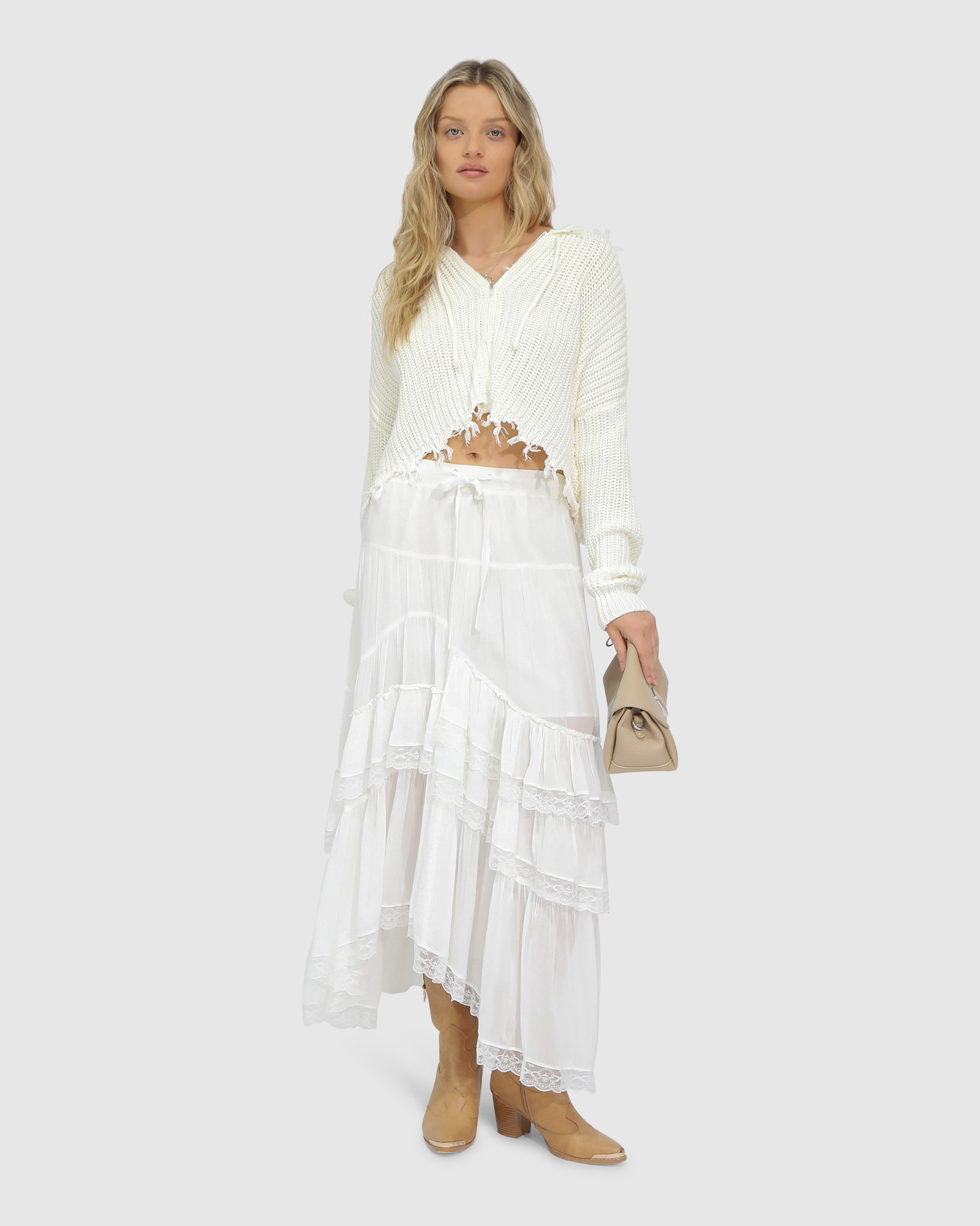 Another Love Fringe Zip Knit