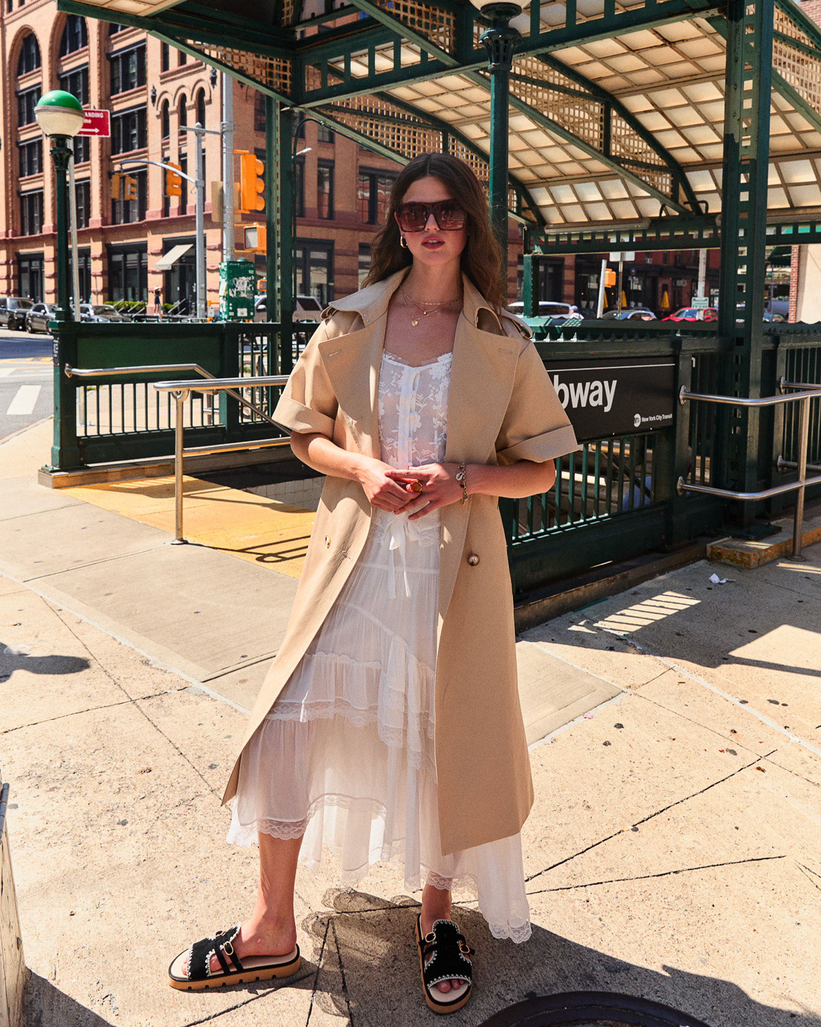 Dust & Daring Short Sleeve Trench Style Dress