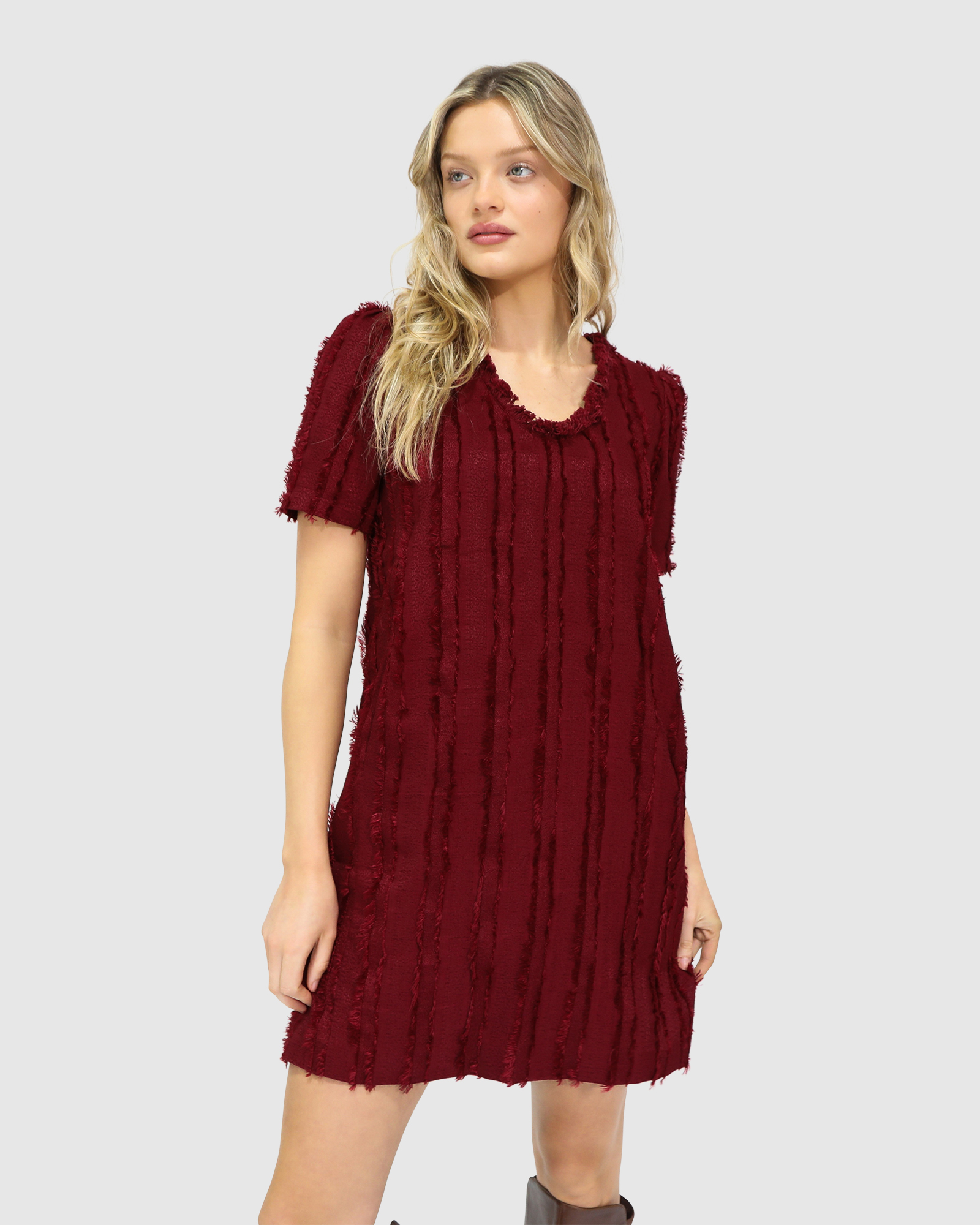 Solana Boho Fringe Shift Mini Dress