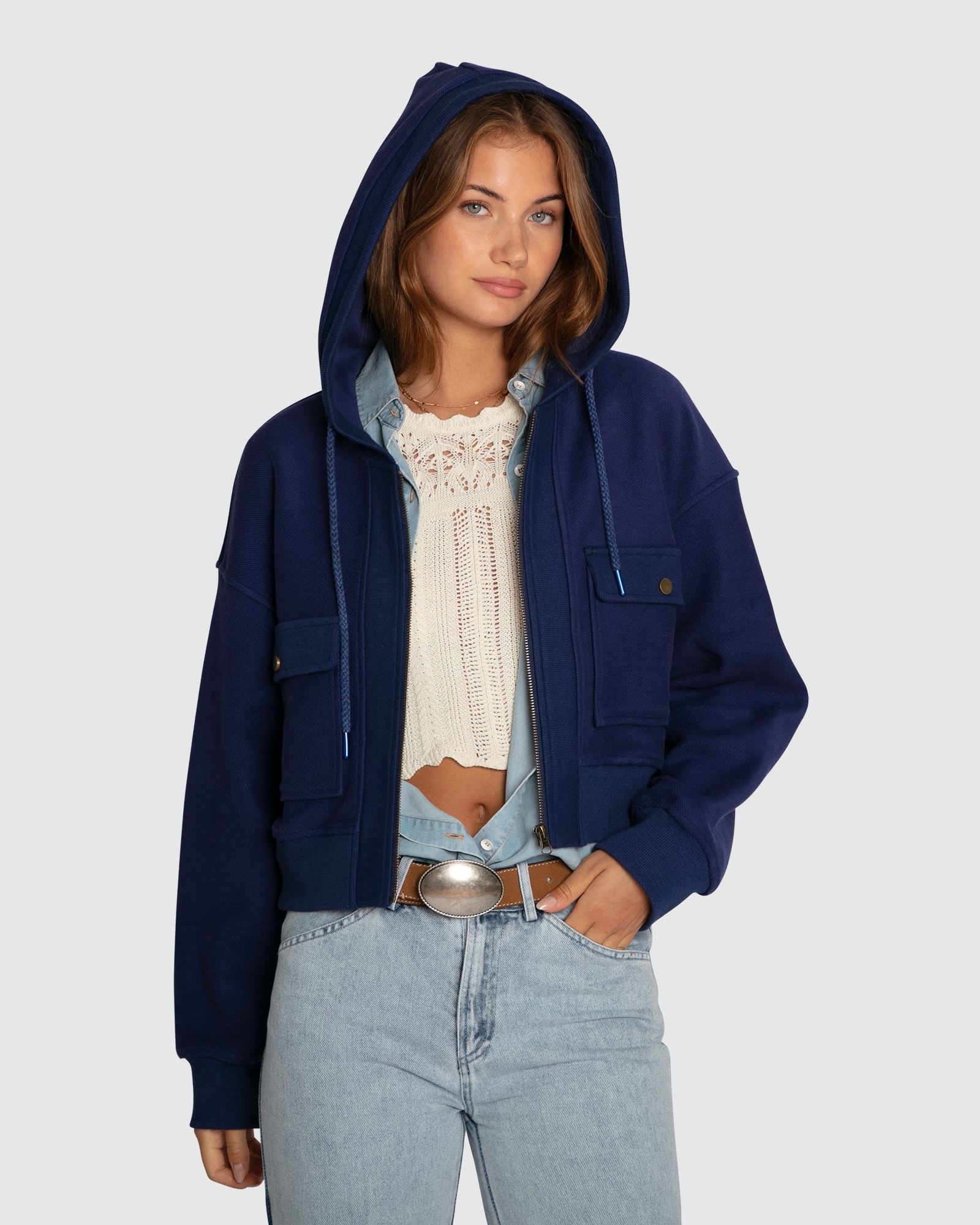 Fireside Cropped Utility Zip Jacket