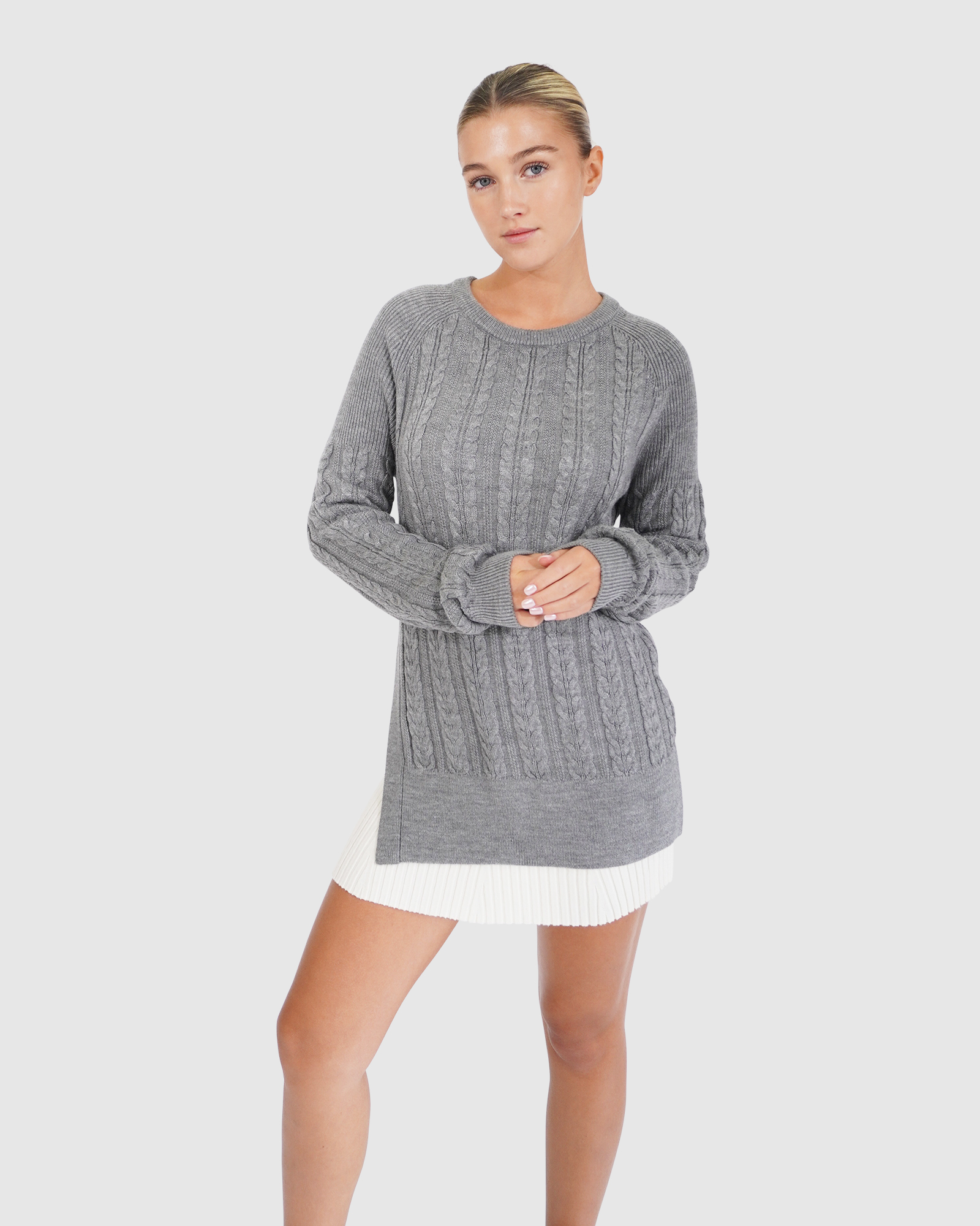 At Last Cable Knit Jumper with Slit