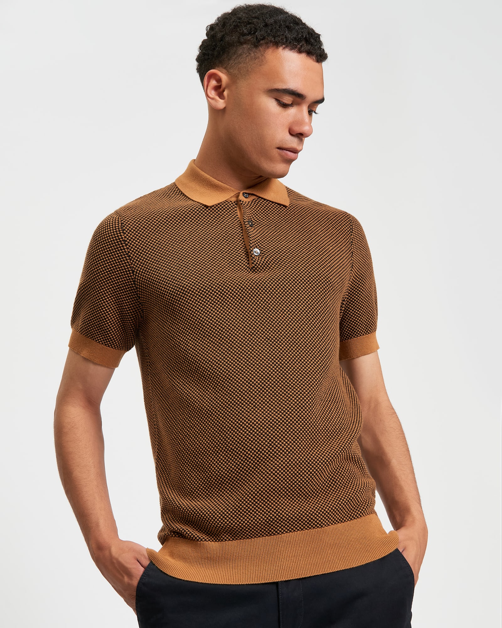 Bi Coloured Textured Polo
